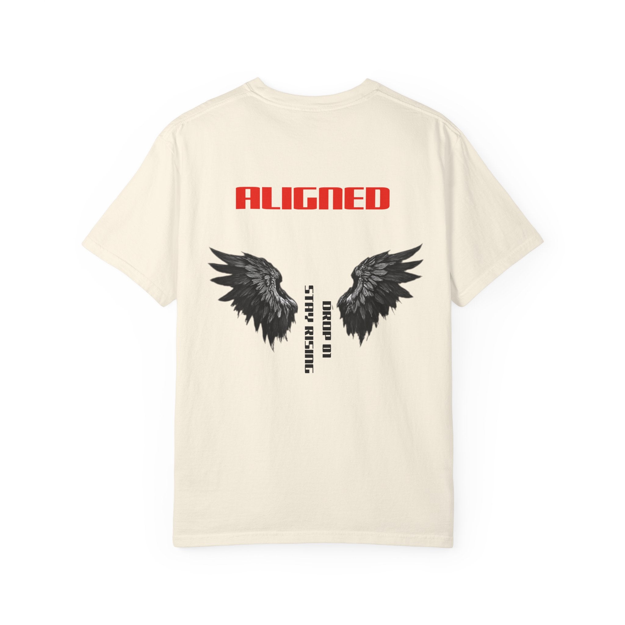 Aligned Wings T-Shirt — "ALIGNED" Graphic Tee with Angel Wings