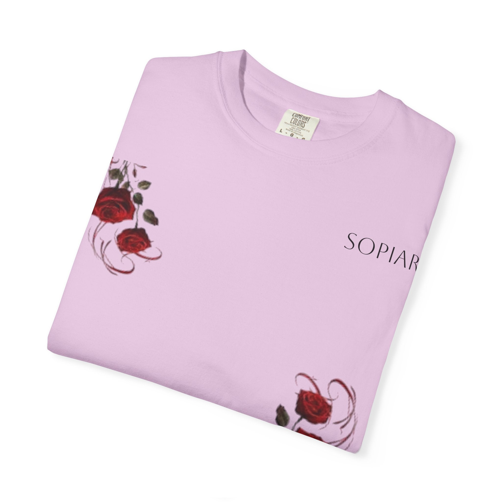 Rose Corner Graphic T-Shirt — Red Rose Floral Tee