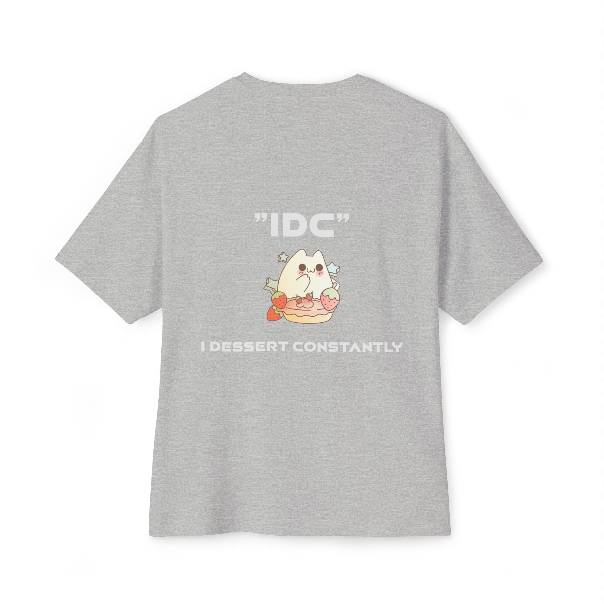 Boxy Tee — Cute 'IDC' Cat Burger Graphic T‑Shirt