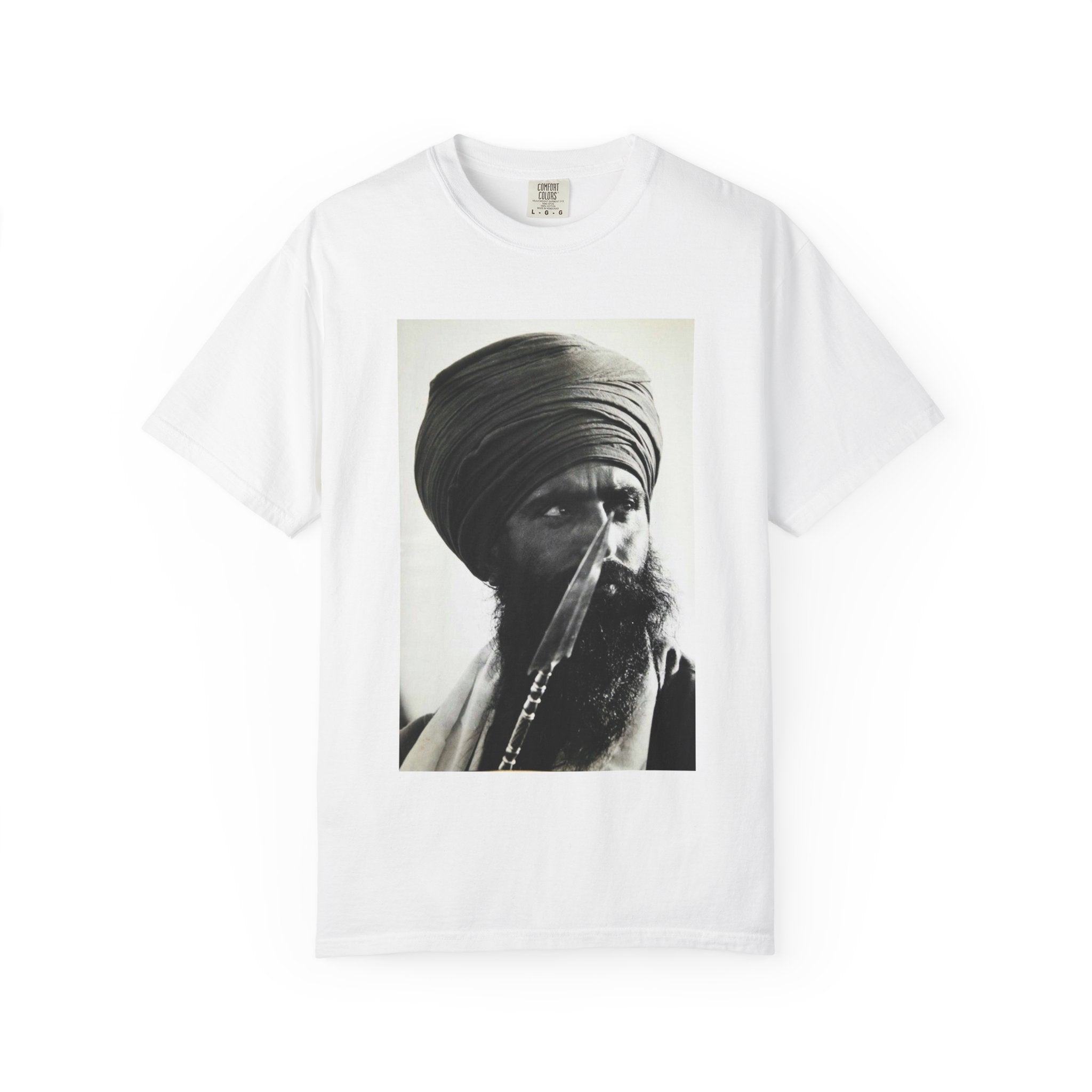 Graphic T-Shirt — Vintage Turban Portrait Photo Tee- Jarnail Singh Bhindranwale