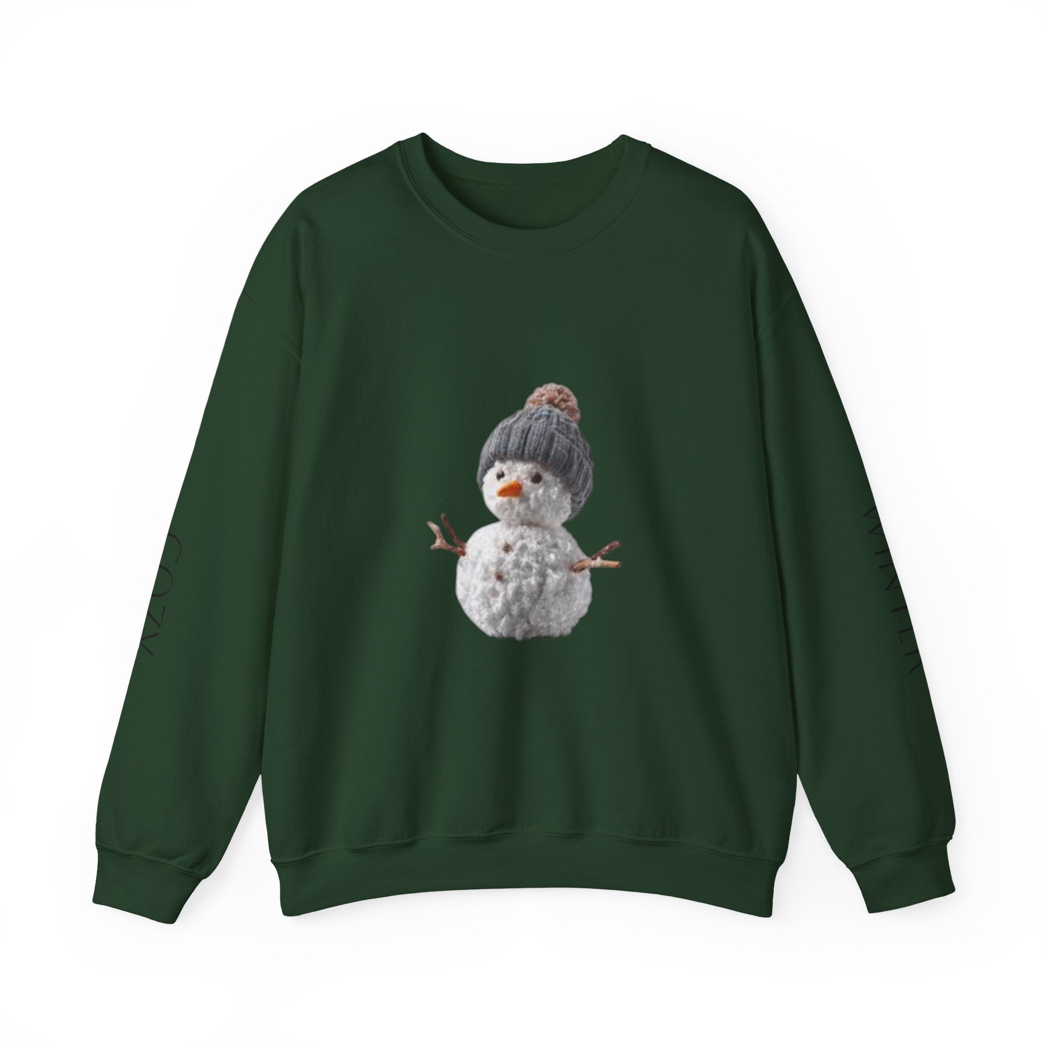Snowman Crewneck Sweatshirt — Cozy Winter Knit Hat Snowman Design