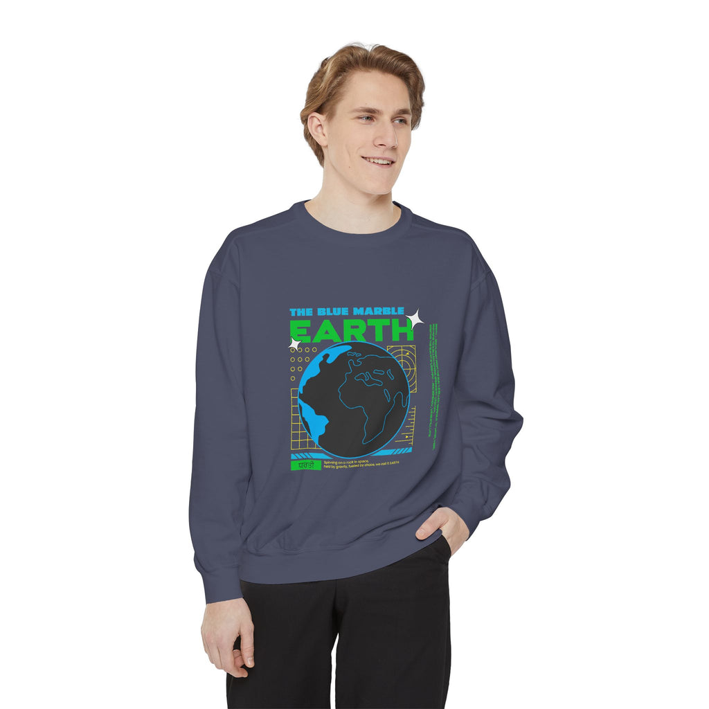 Earth Day Graphic Sweatshirt — The Blue Marble Globe Design