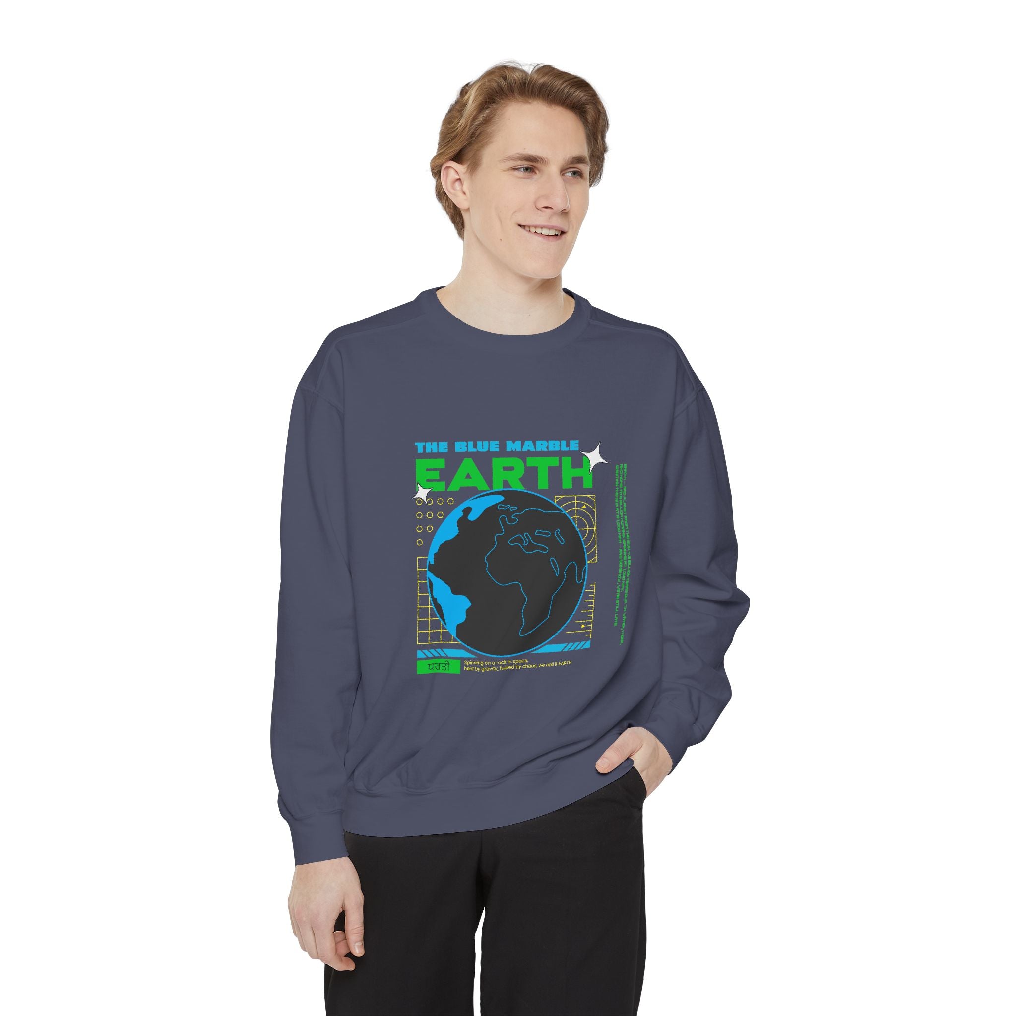 Earth Day Graphic Sweatshirt — The Blue Marble Globe Design
