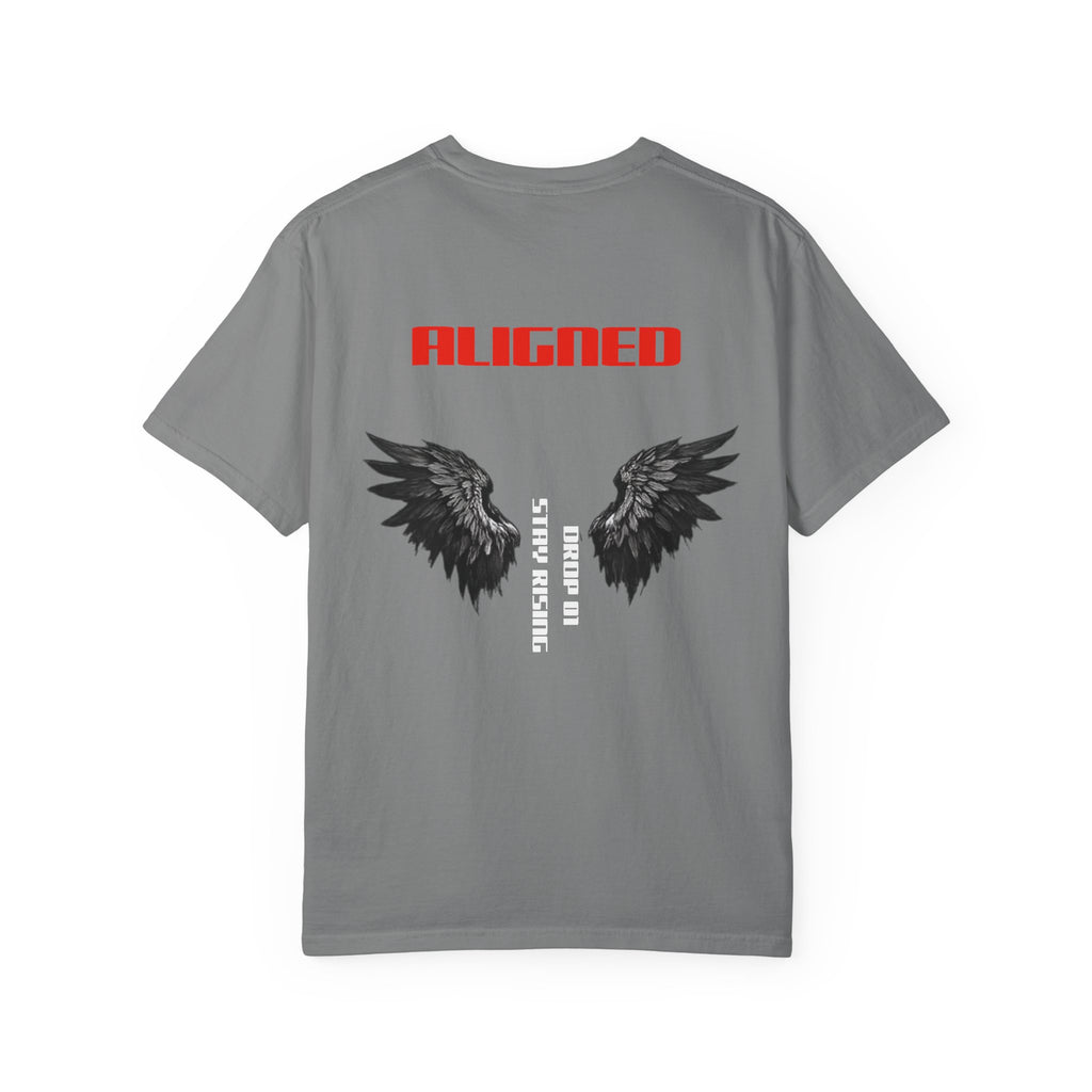 Aligned Wings T-Shirt — "ALIGNED" Graphic Tee with Angel Wings