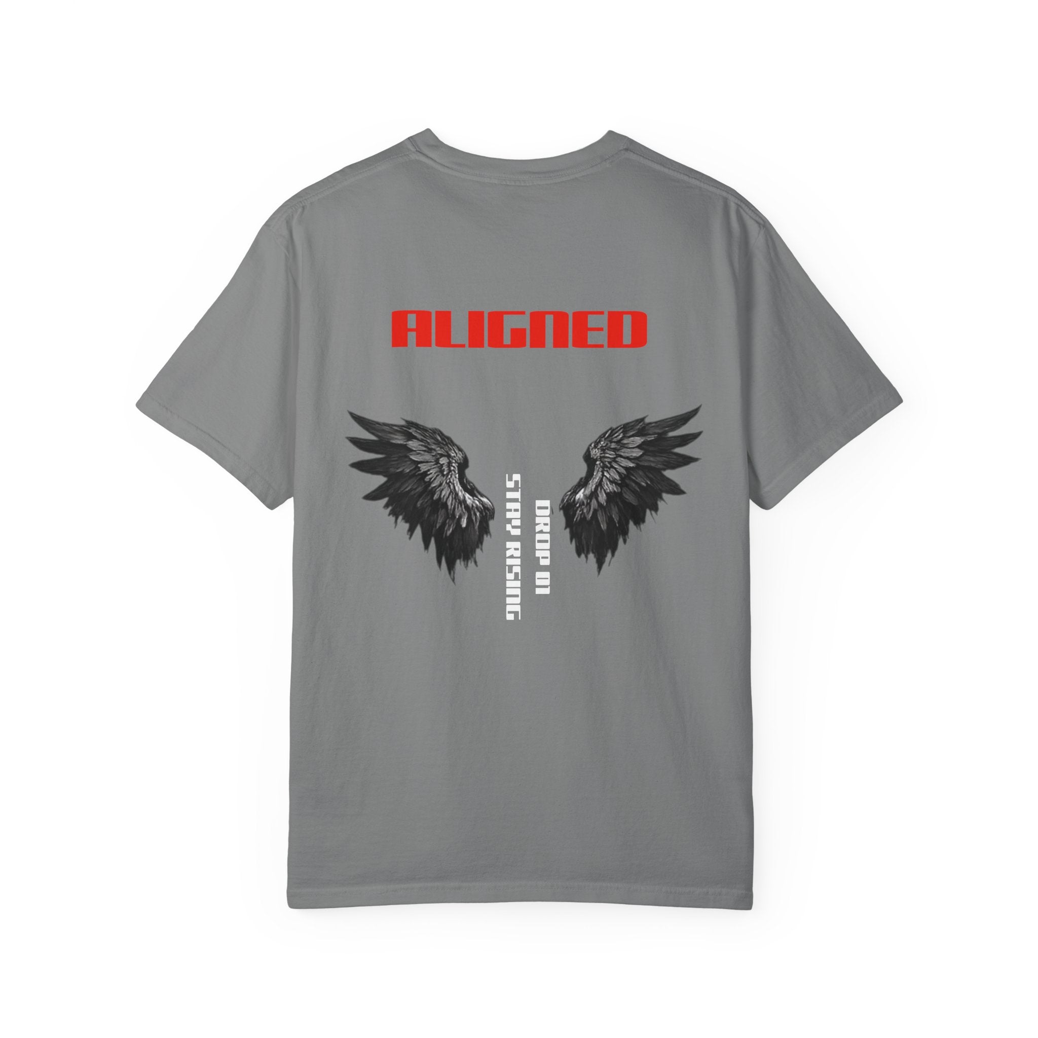Aligned Wings T-Shirt — "ALIGNED" Graphic Tee with Angel Wings