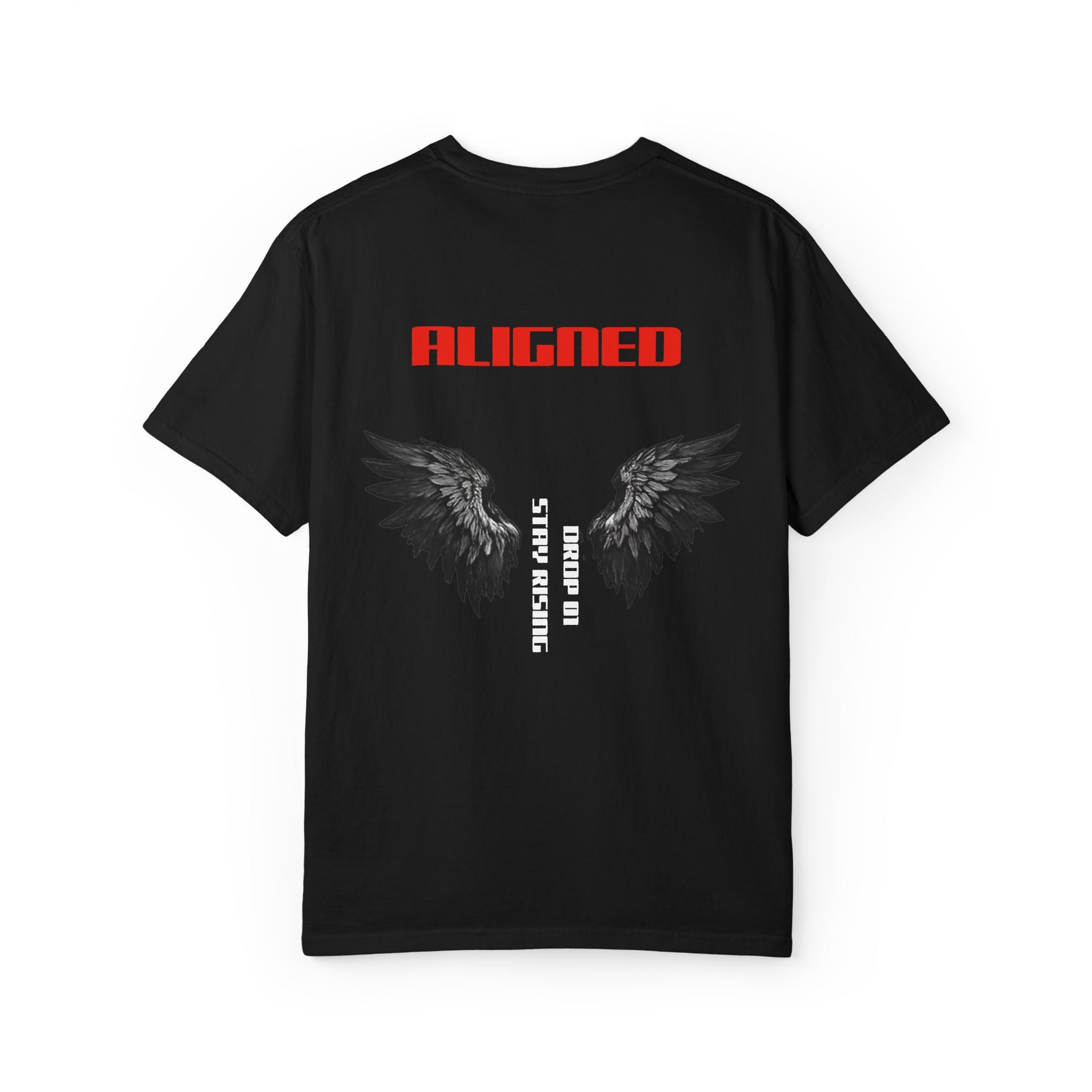 Aligned Wings T-Shirt — "ALIGNED" Graphic Tee with Angel Wings