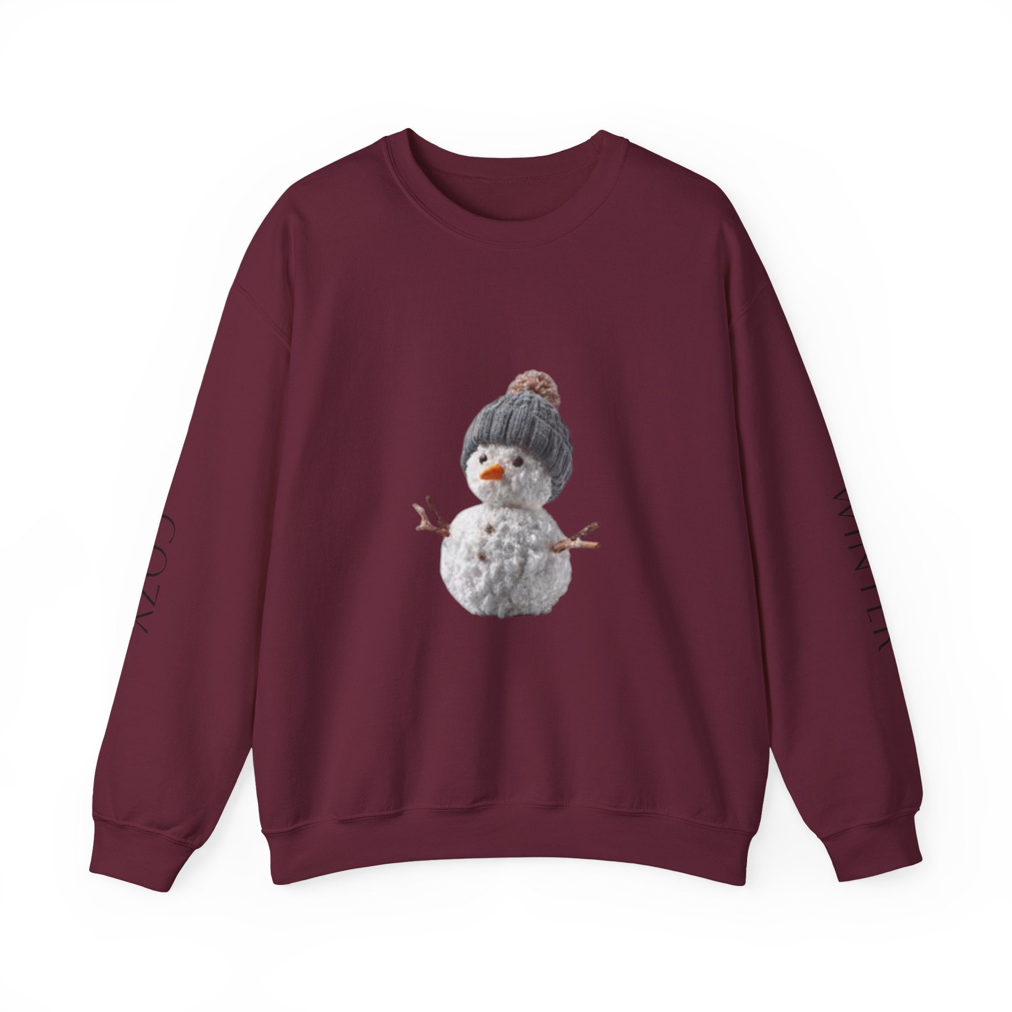 Snowman Crewneck Sweatshirt — Cozy Winter Knit Hat Snowman Design