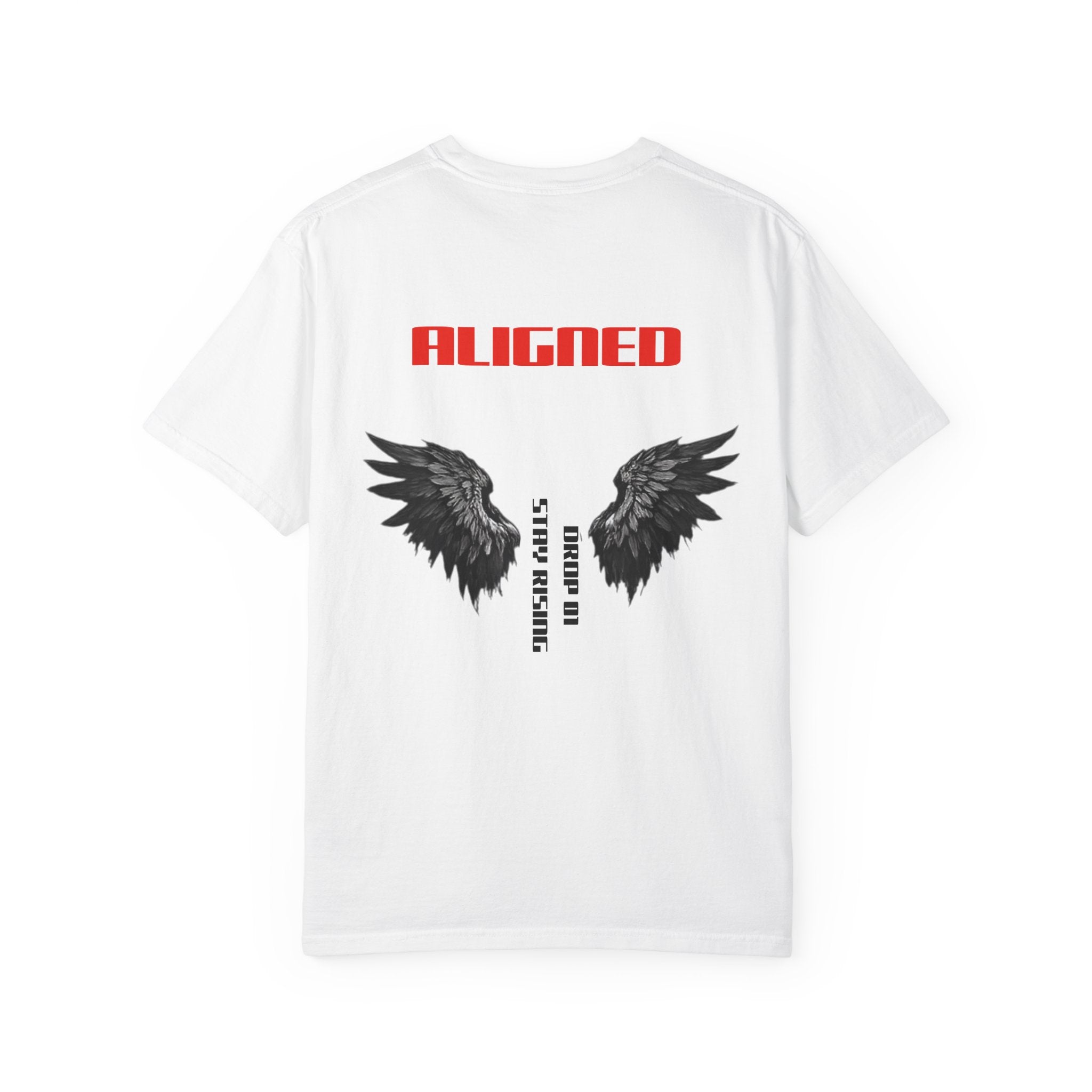 Aligned Wings T-Shirt — "ALIGNED" Graphic Tee with Angel Wings