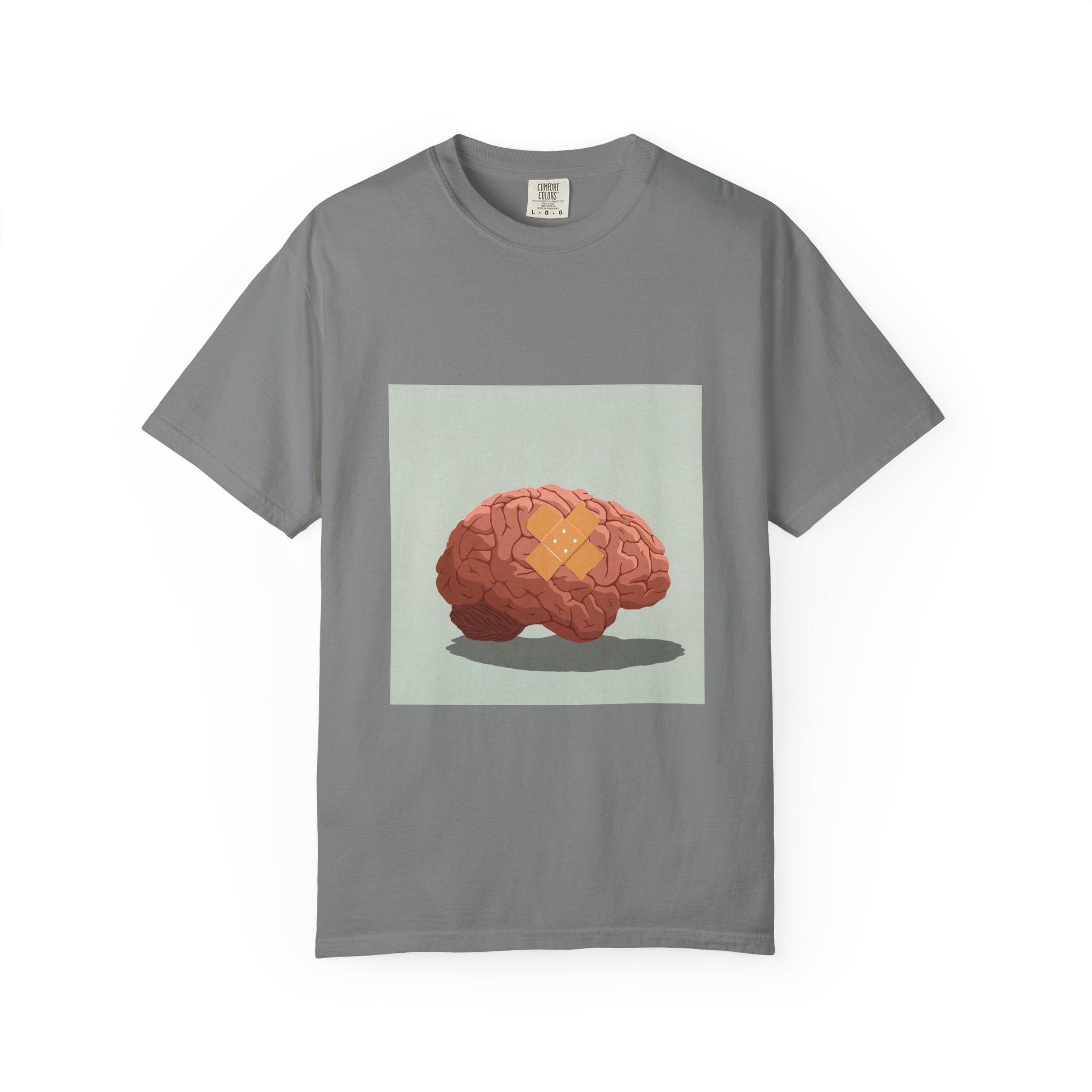 Brain with Bandage T-Shirt — Funny Mental Health Awareness Tee