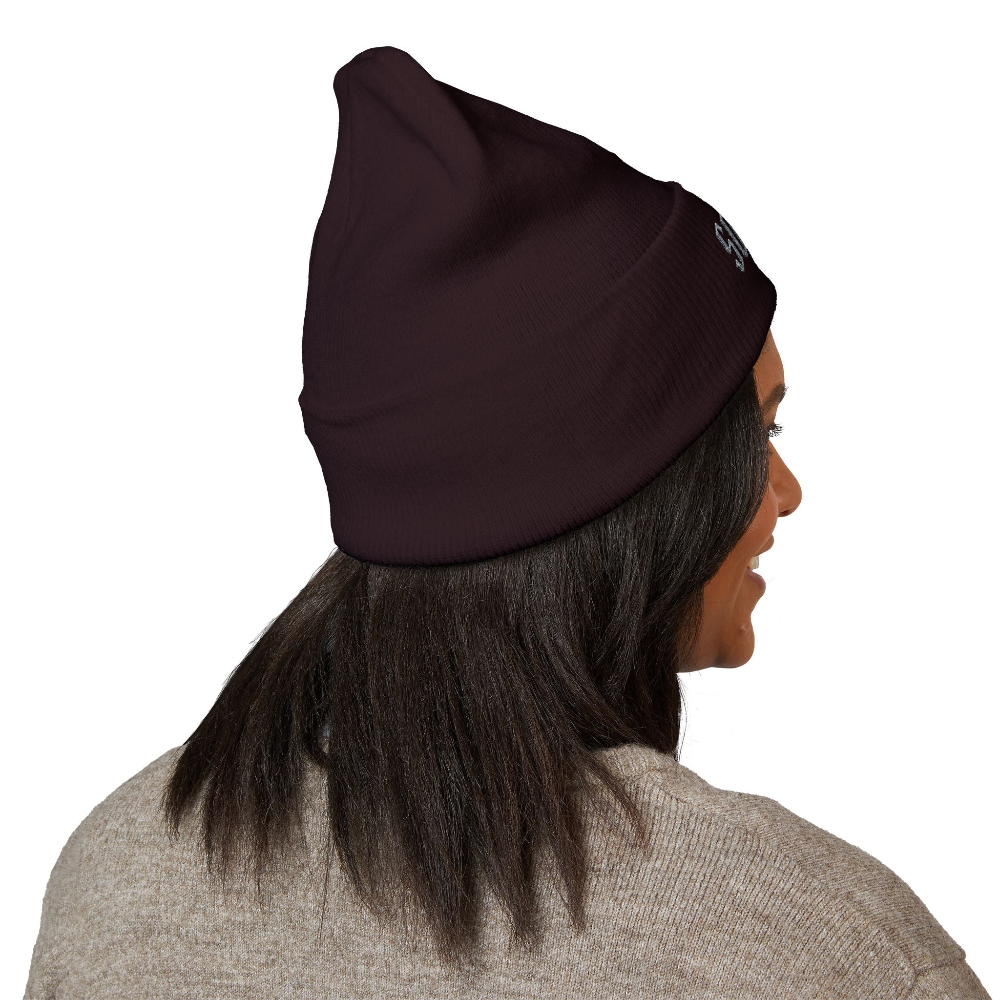 Embroidered 'SOPIAR' Cuffed Beanie — Classic Knit Winter Hat
