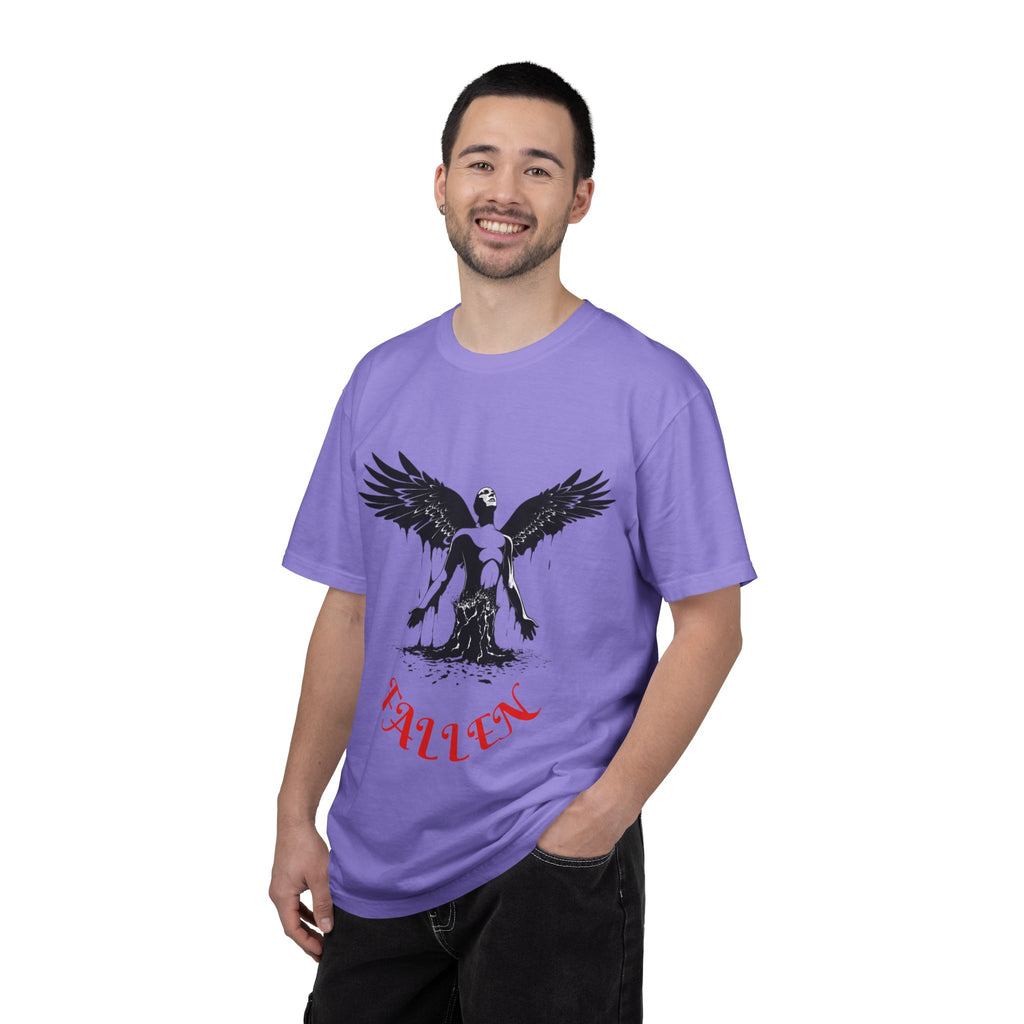 Fallen Angel Graphic T-Shirt — Gothic Winged Figure Tee