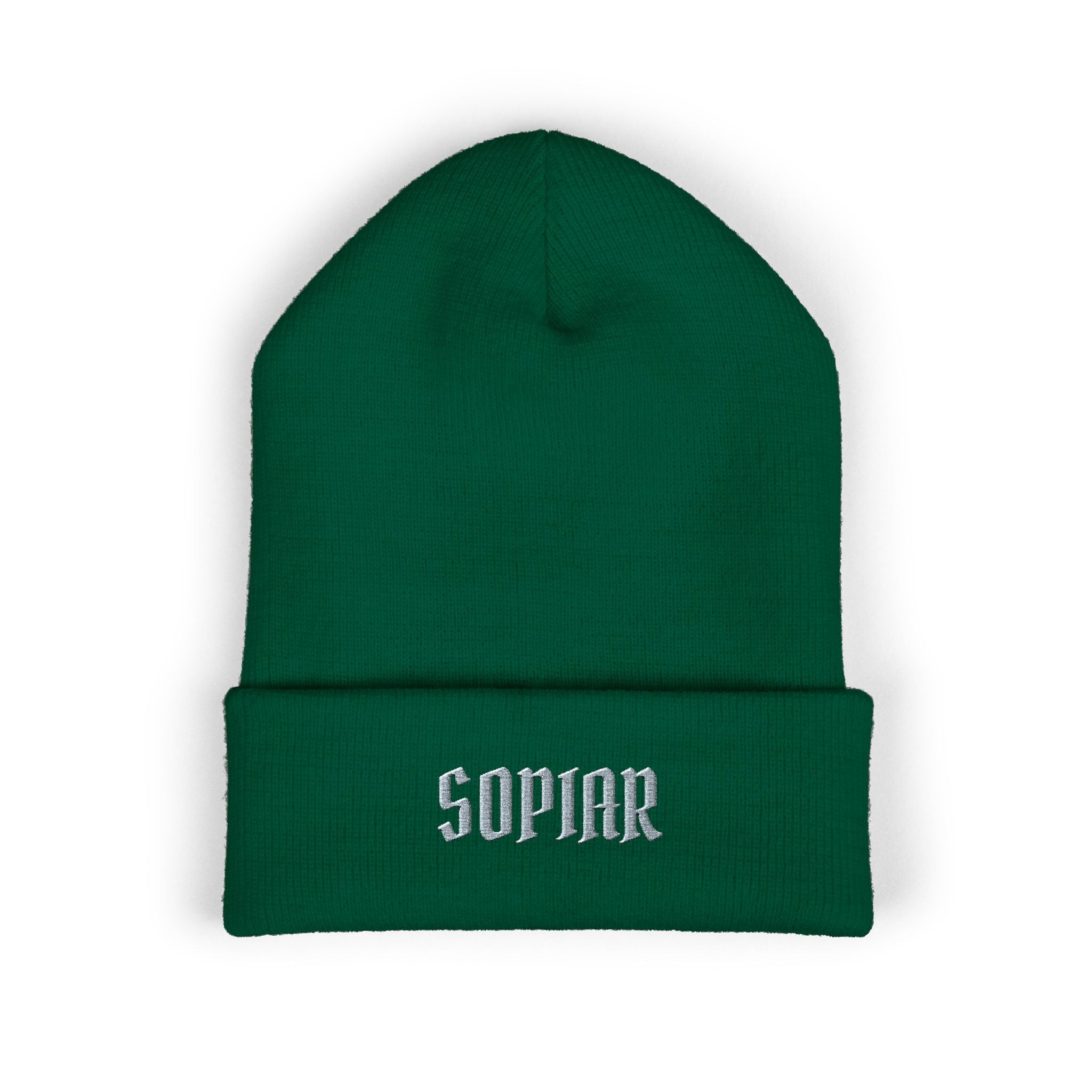 Embroidered 'SOPIAR' Cuffed Beanie — Classic Knit Winter Hat