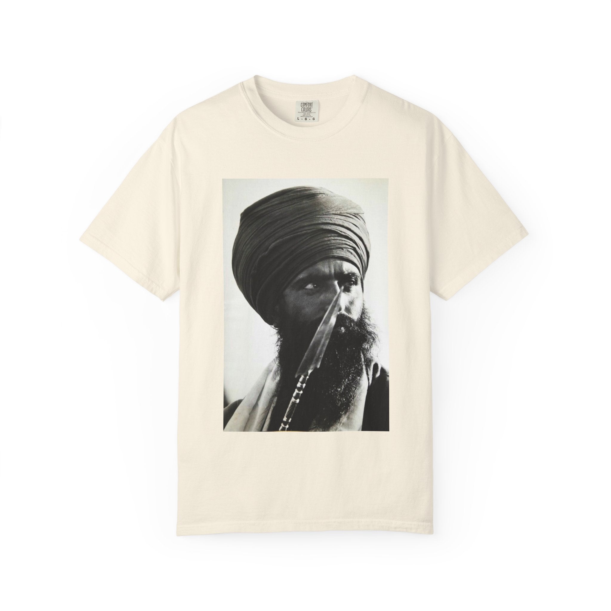 Graphic T-Shirt — Vintage Turban Portrait Photo Tee- Jarnail Singh Bhindranwale