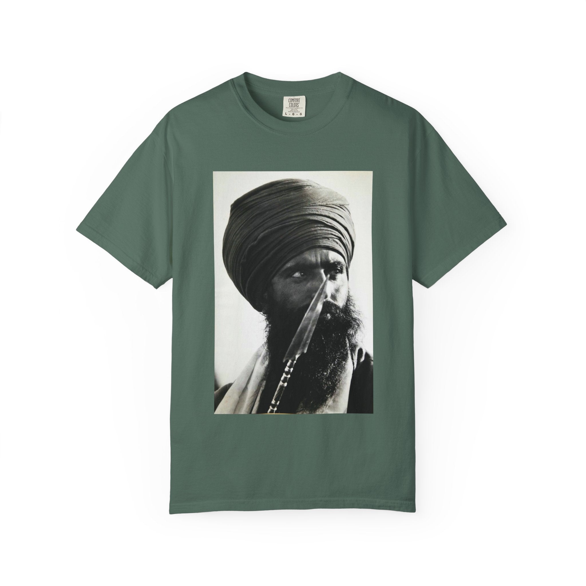 Graphic T-Shirt — Vintage Turban Portrait Photo Tee- Jarnail Singh Bhindranwale