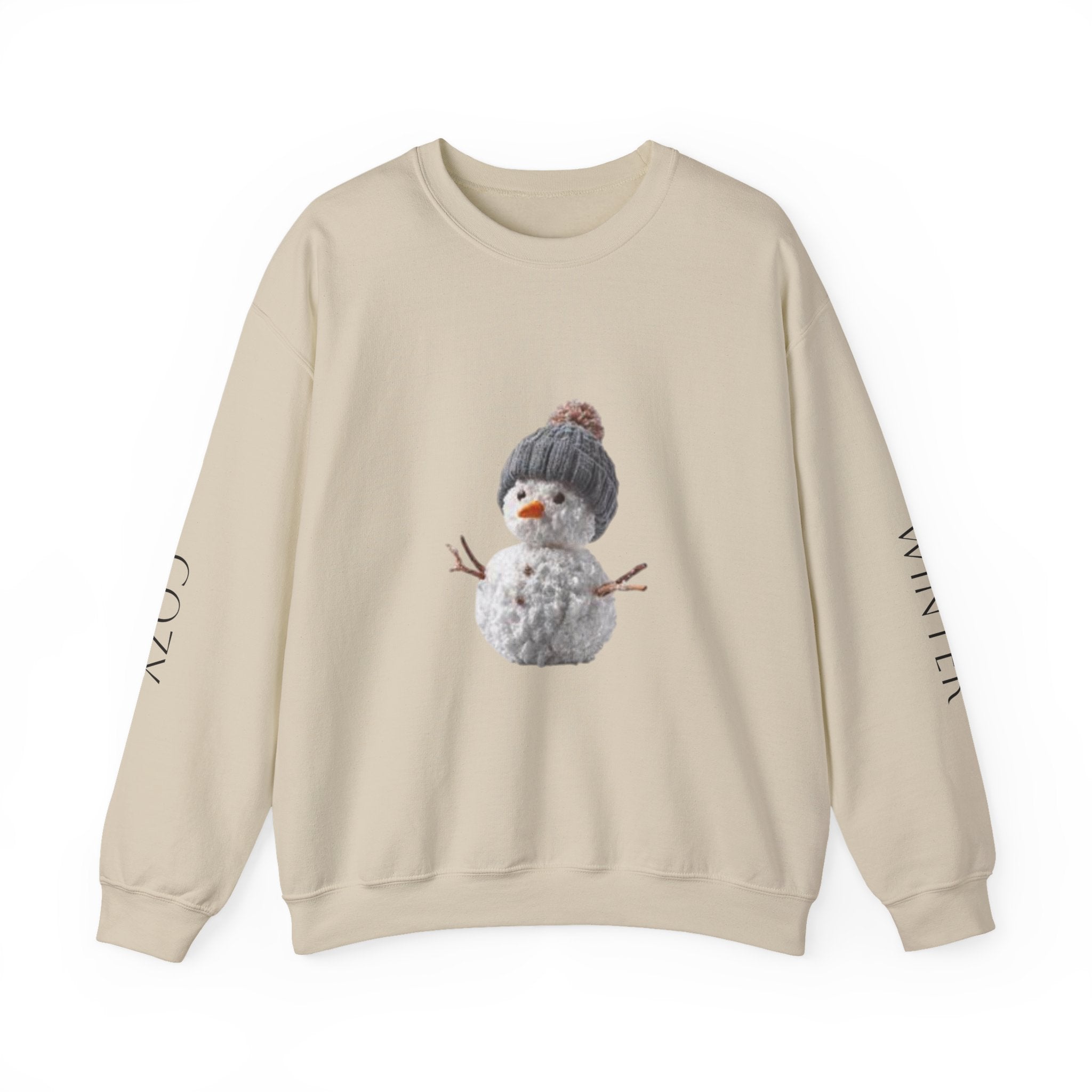 Snowman Crewneck Sweatshirt — Cozy Winter Knit Hat Snowman Design