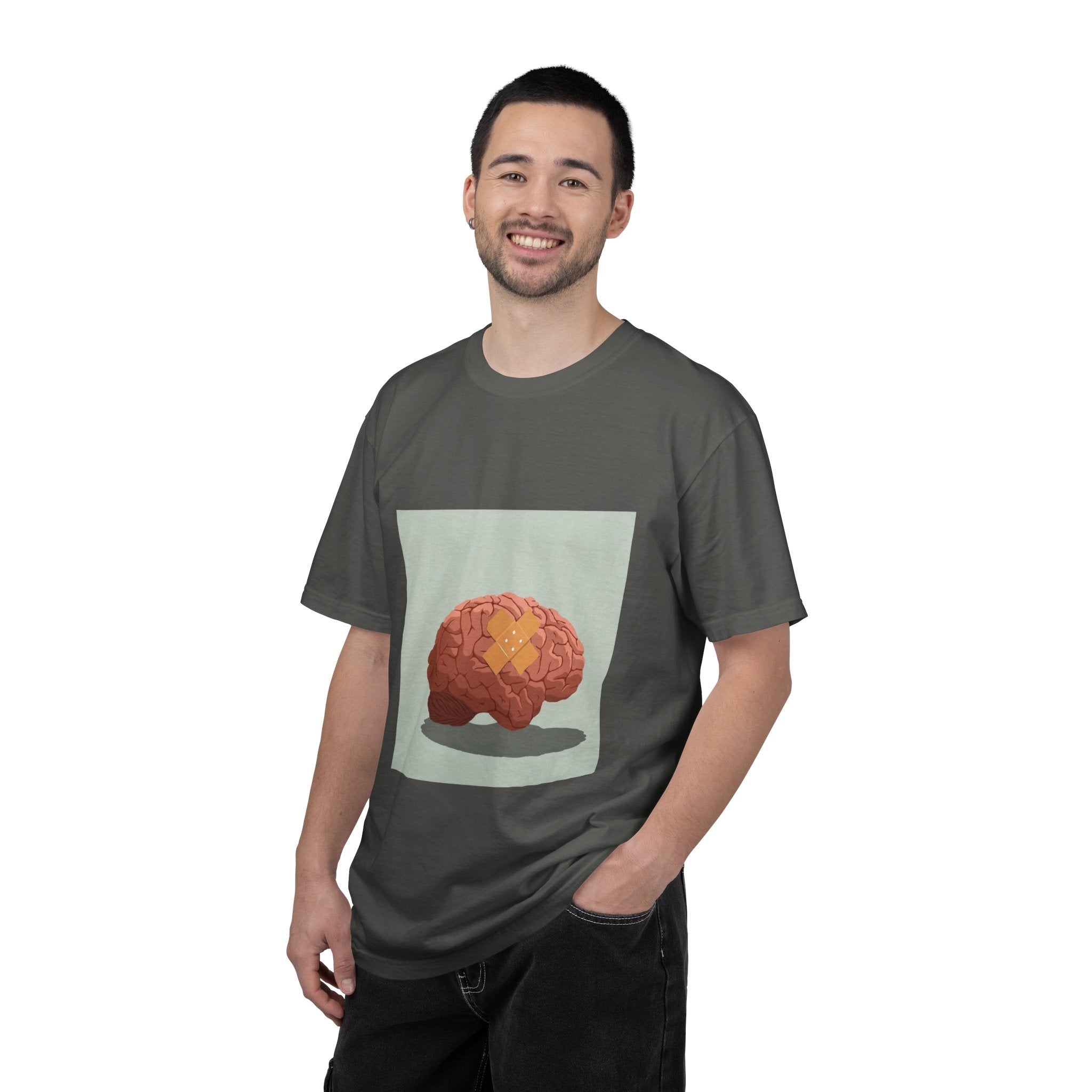 Brain with Bandage T-Shirt — Funny Mental Health Awareness Tee