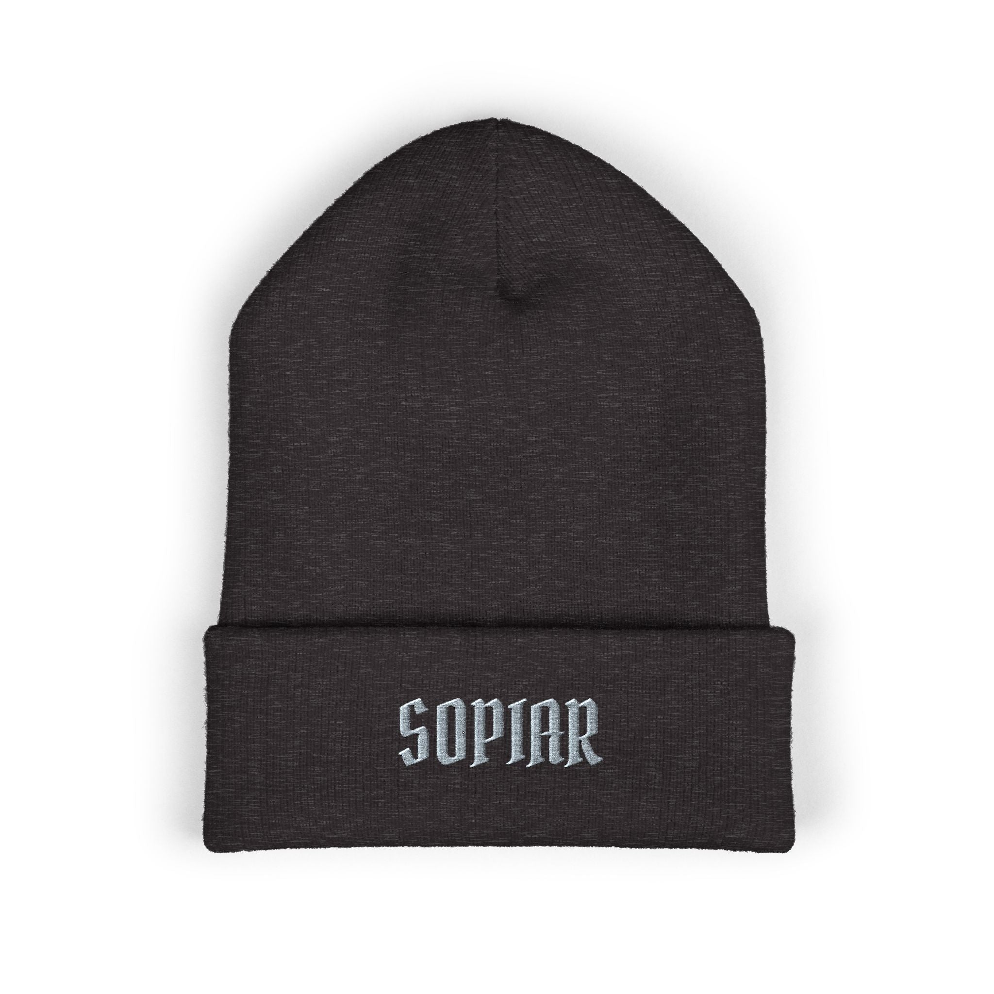 Embroidered 'SOPIAR' Cuffed Beanie — Classic Knit Winter Hat