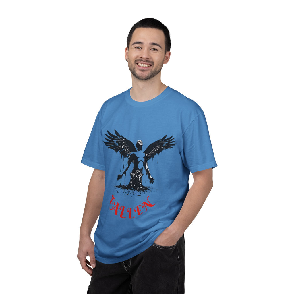 Fallen Angel Graphic T-Shirt — Gothic Winged Figure Tee