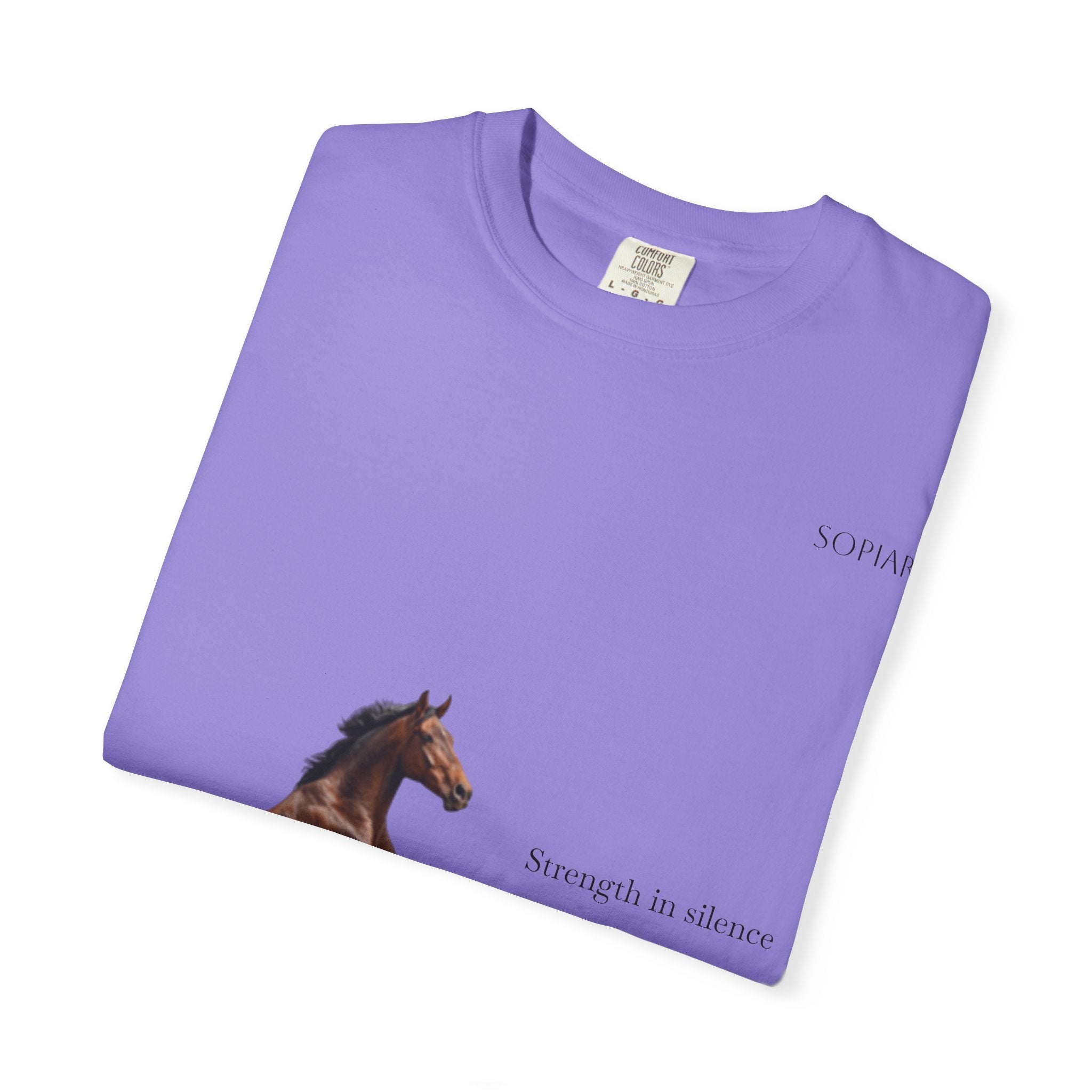 Horse Graphic T-Shirt — Majestic Rearing Stallion Tee with Subtle Text