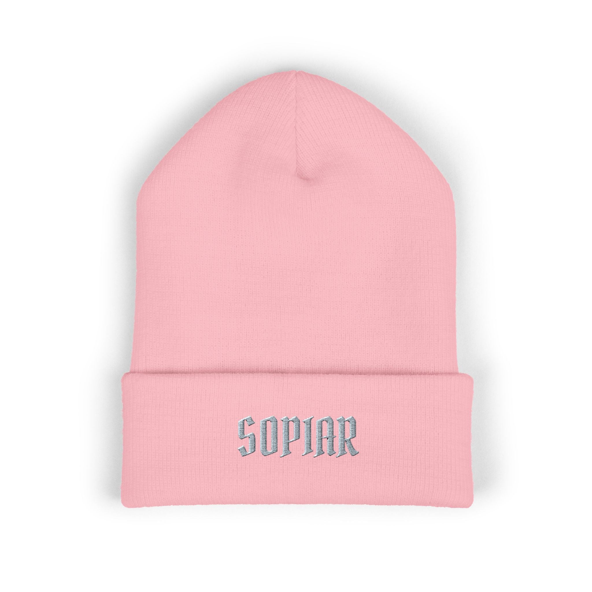 Embroidered 'SOPIAR' Cuffed Beanie — Classic Knit Winter Hat