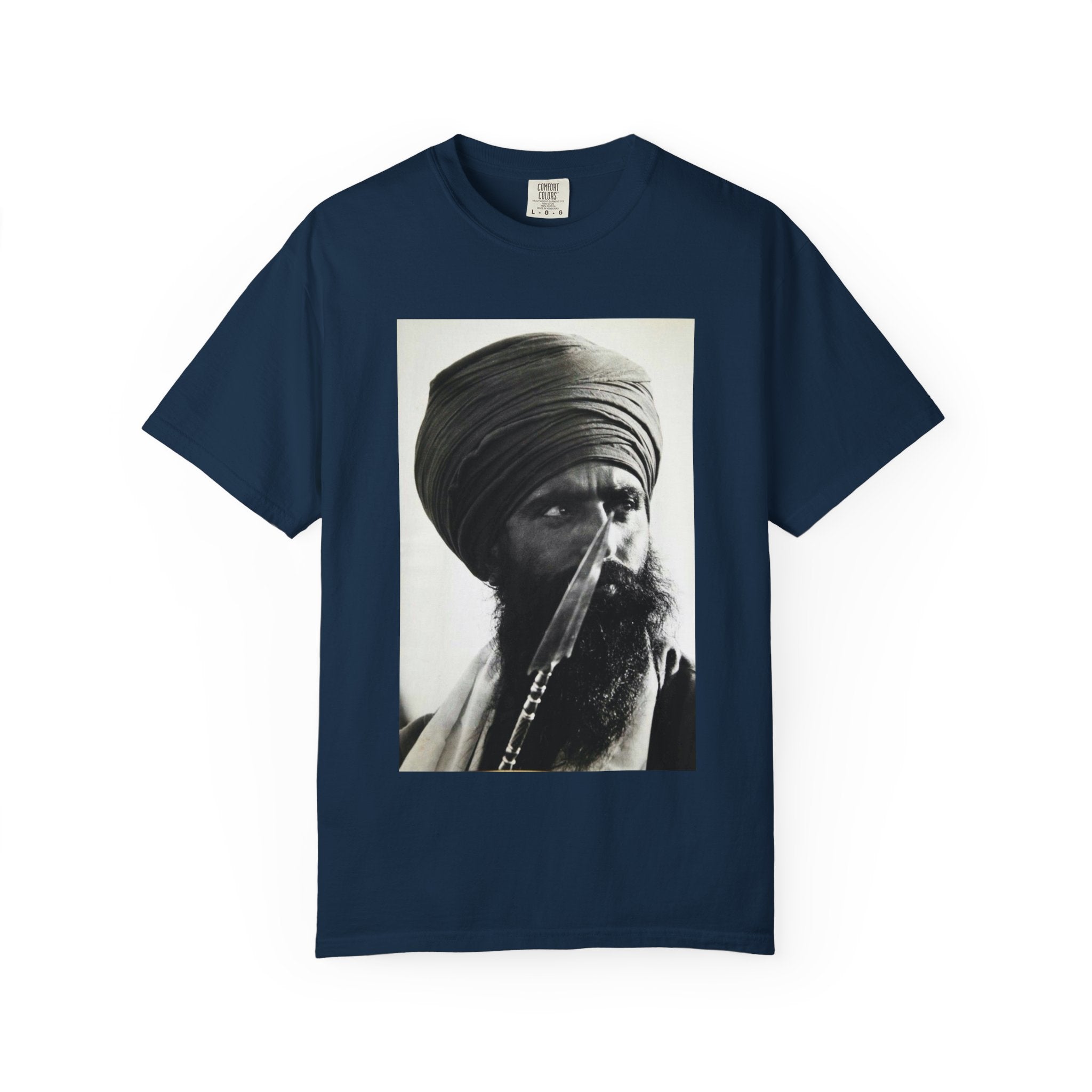 Graphic T-Shirt — Vintage Turban Portrait Photo Tee- Jarnail Singh Bhindranwale
