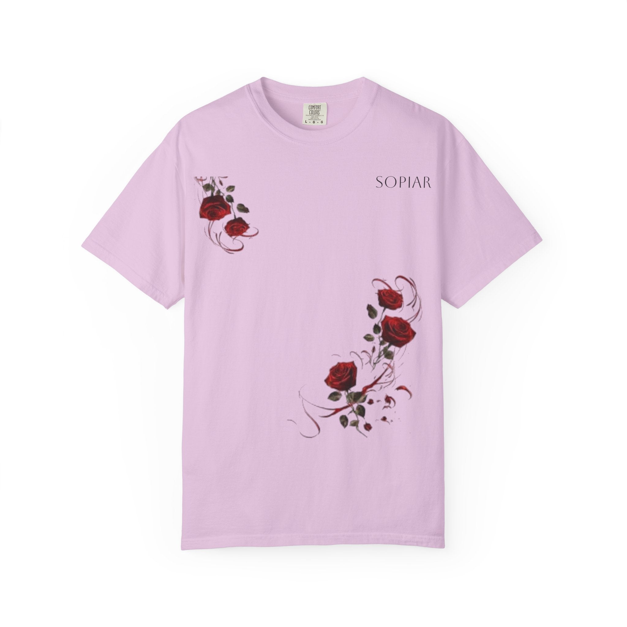 Rose Corner Graphic T-Shirt — Red Rose Floral Tee