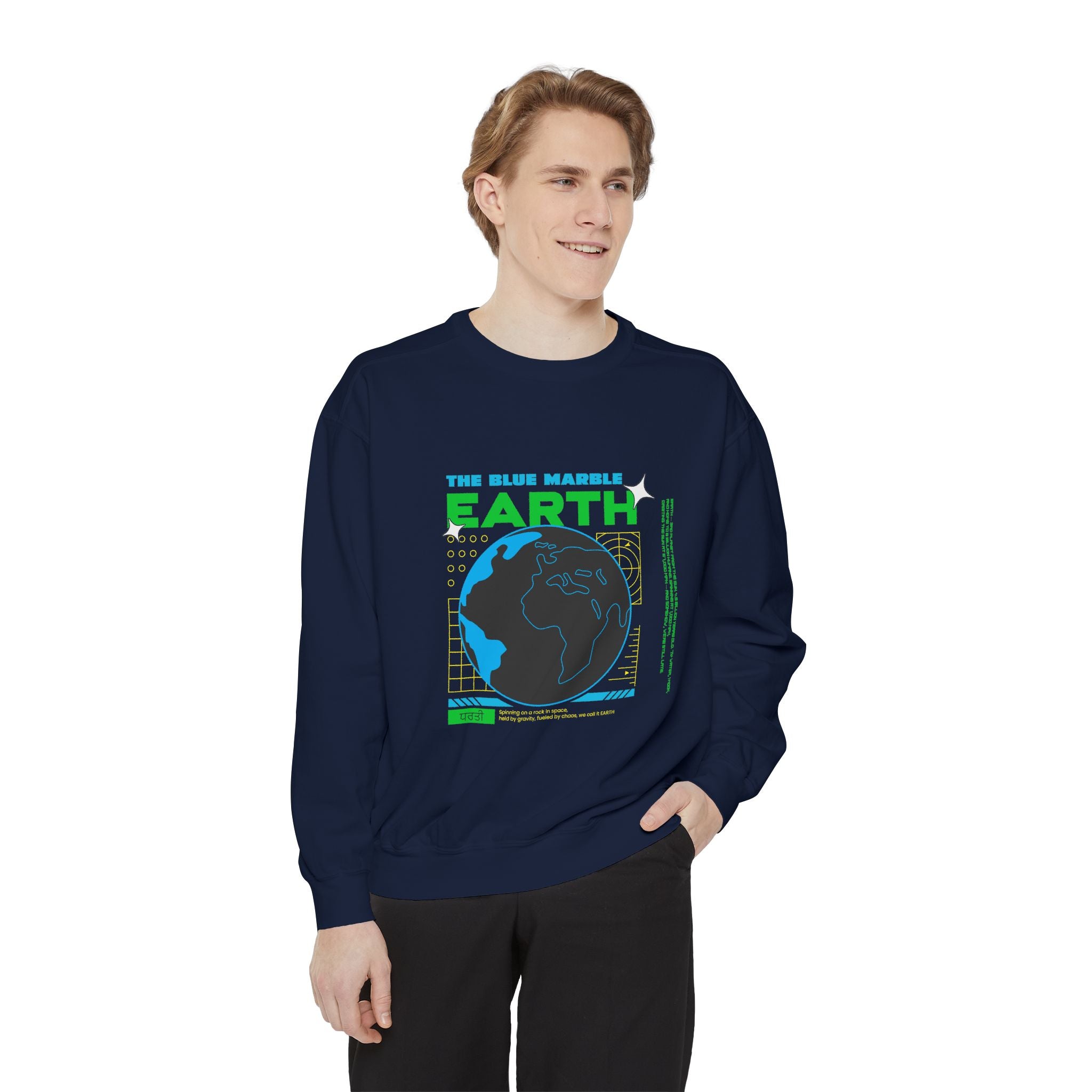 Earth Day Graphic Sweatshirt — The Blue Marble Globe Design