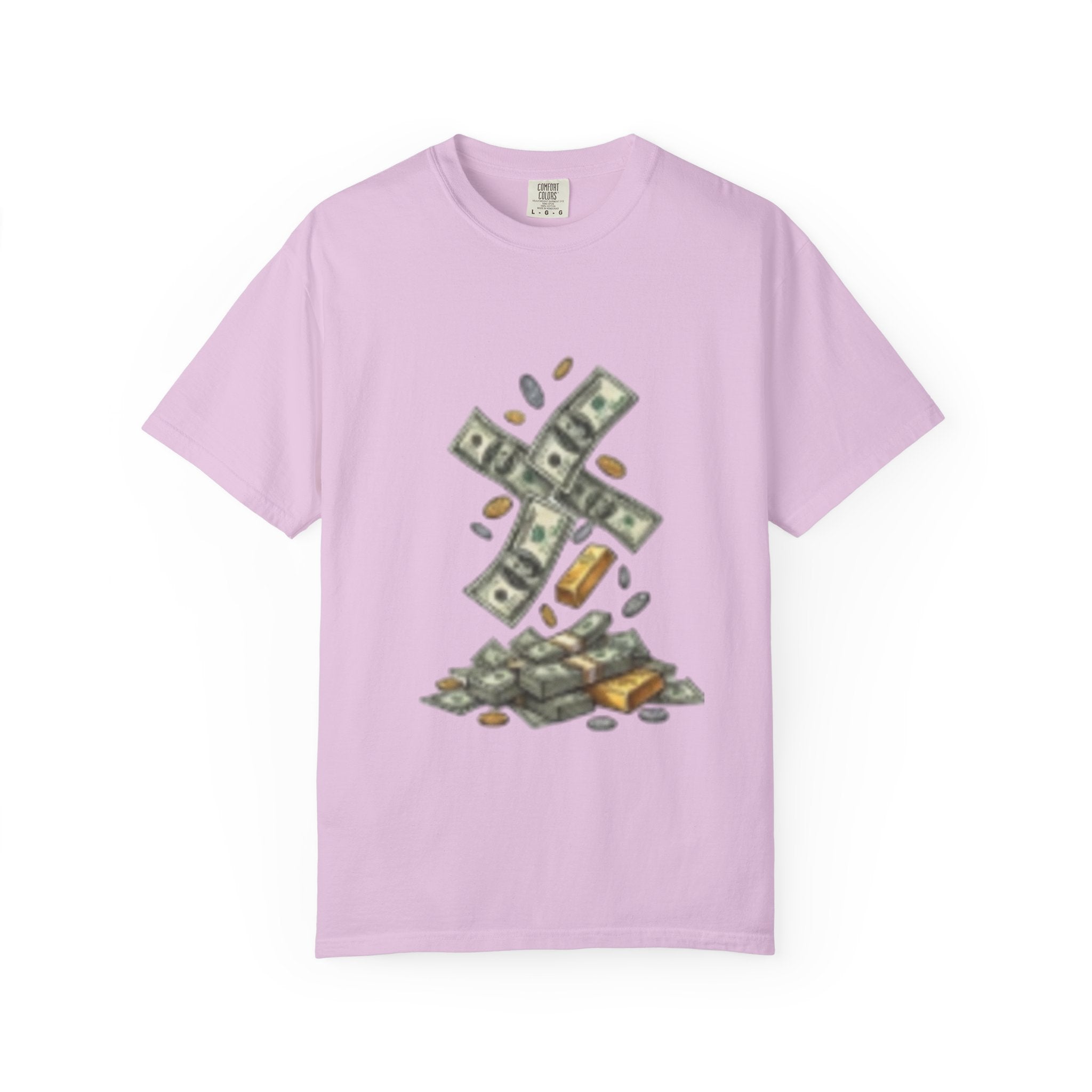 Money Rain T-Shirt — Stacked Cash & Coins Graphic Tee
