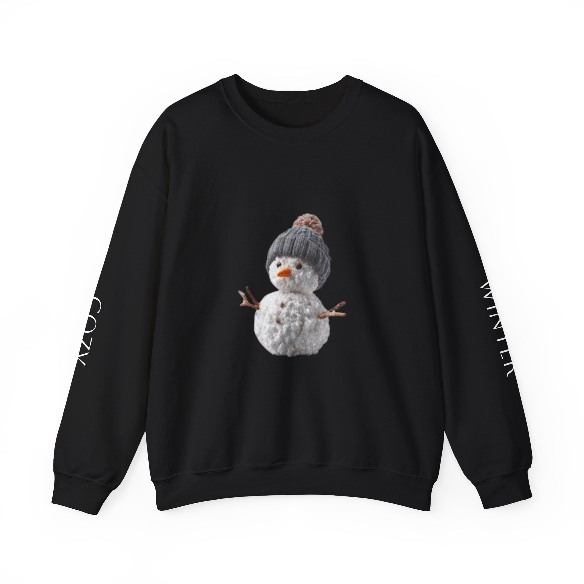 Snowman Crewneck Sweatshirt — Cozy Winter Knit Hat Snowman Design