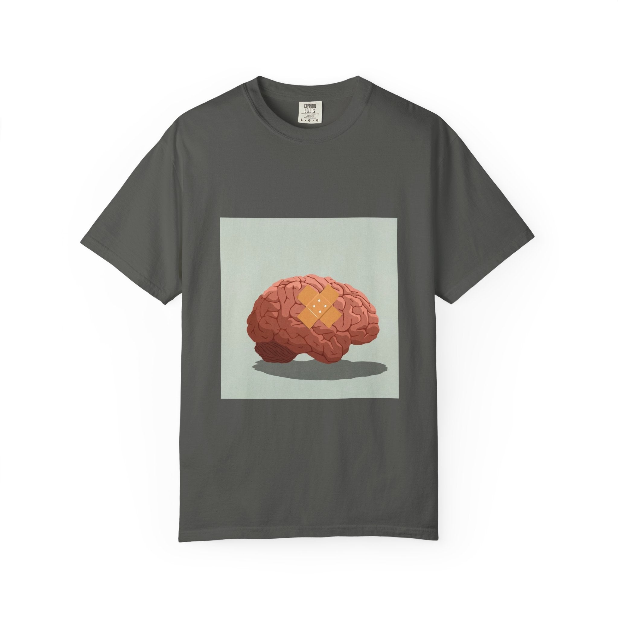 Brain with Bandage T-Shirt — Funny Mental Health Awareness Tee