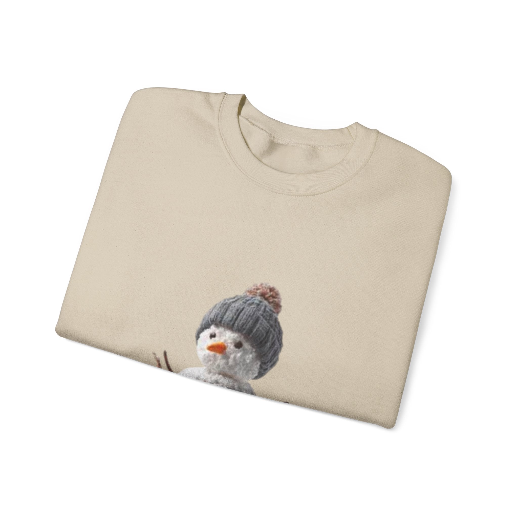 Snowman Crewneck Sweatshirt — Cozy Winter Knit Hat Snowman Design