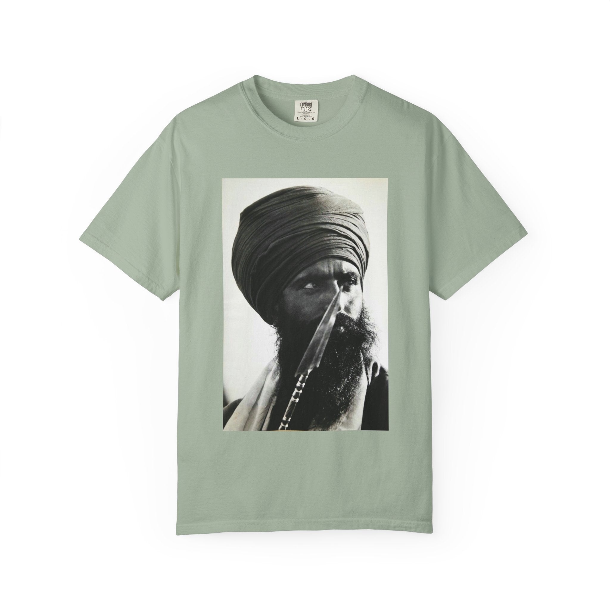 Graphic T-Shirt — Vintage Turban Portrait Photo Tee- Jarnail Singh Bhindranwale
