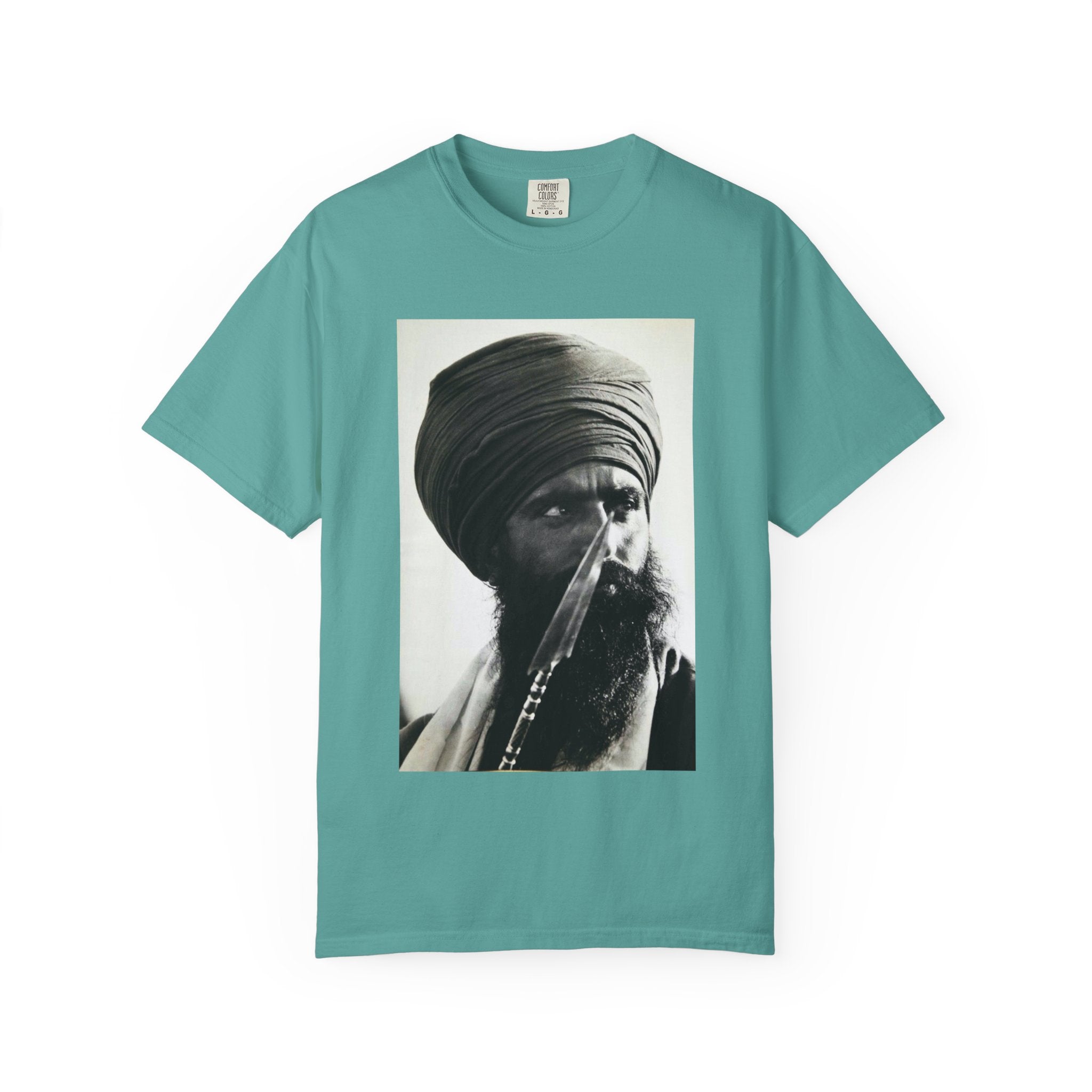 Graphic T-Shirt — Vintage Turban Portrait Photo Tee- Jarnail Singh Bhindranwale