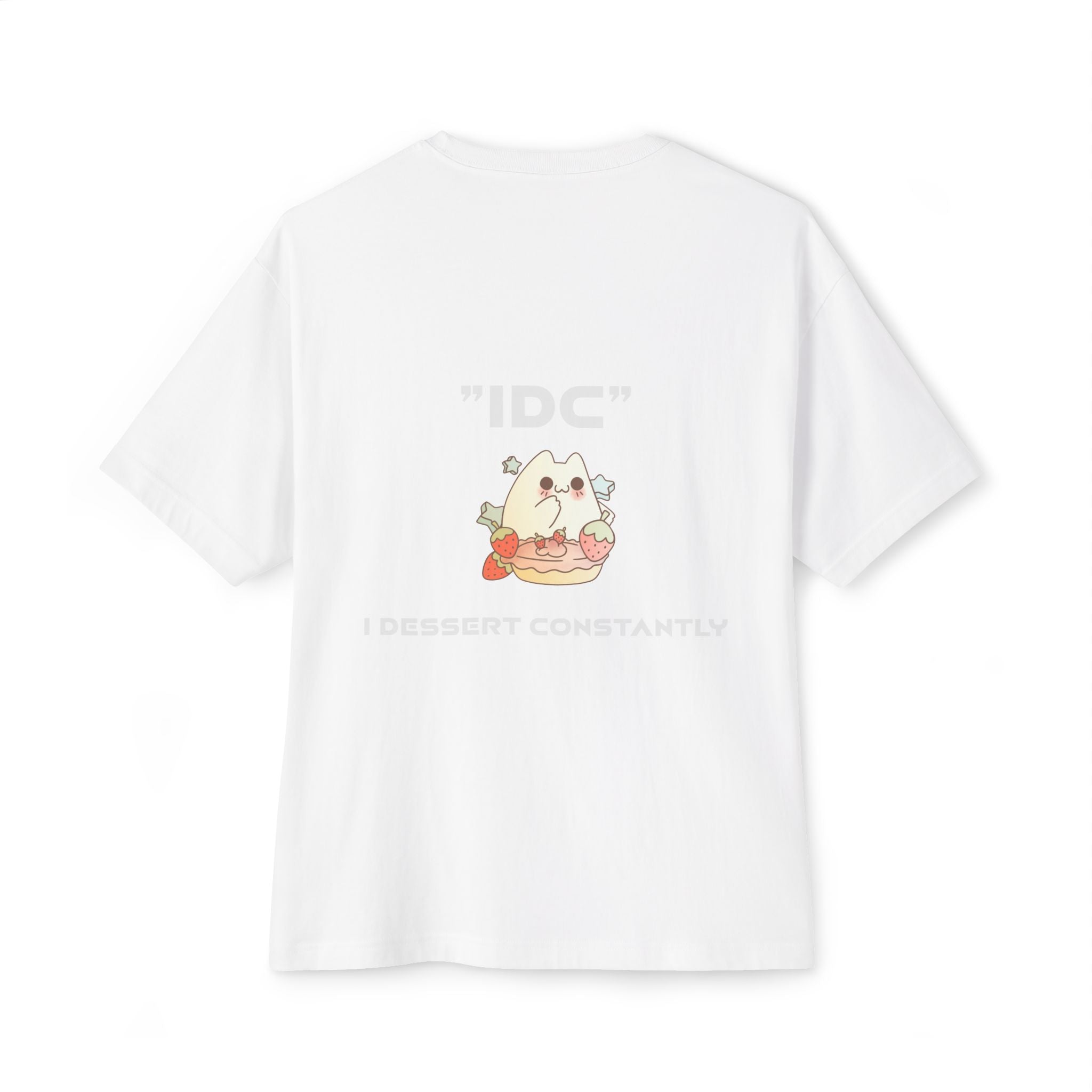 Boxy Tee — Cute 'IDC' Cat Burger Graphic T‑Shirt