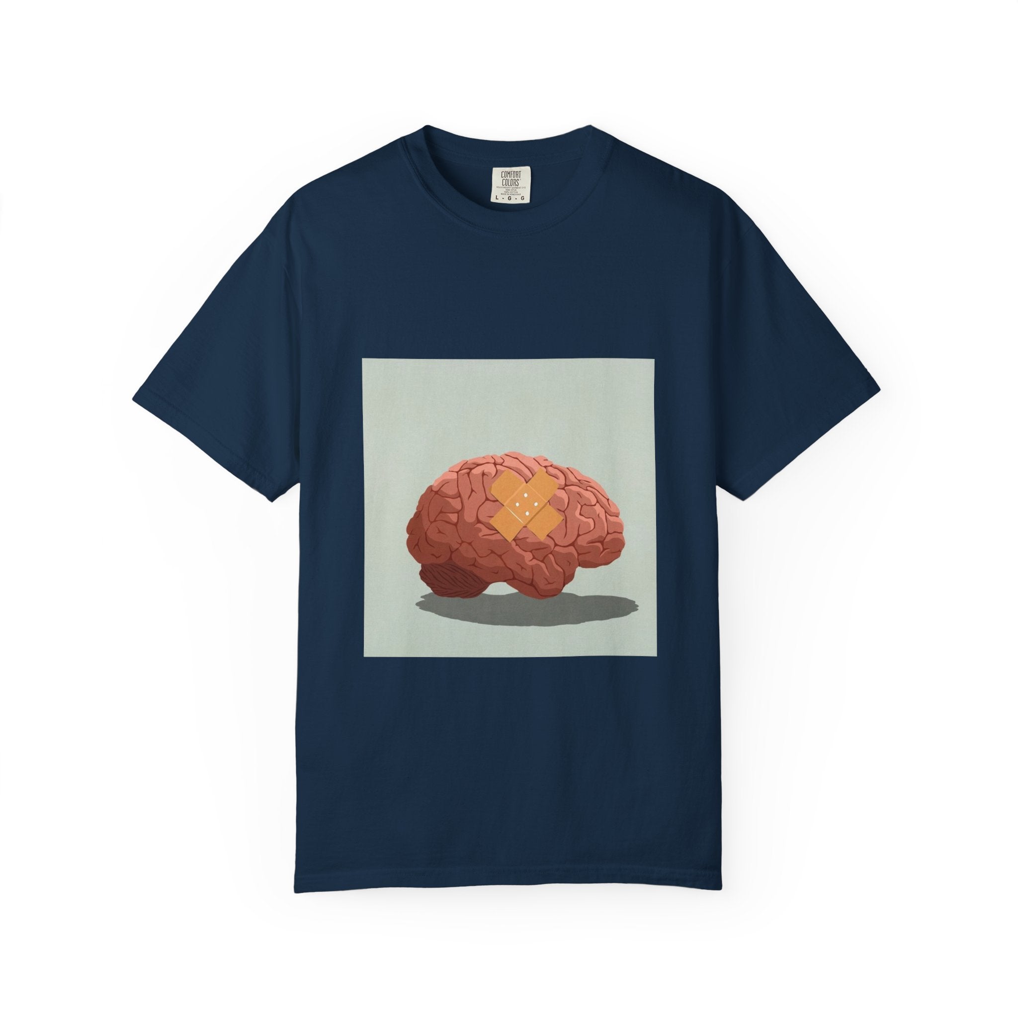 Brain with Bandage T-Shirt — Funny Mental Health Awareness Tee
