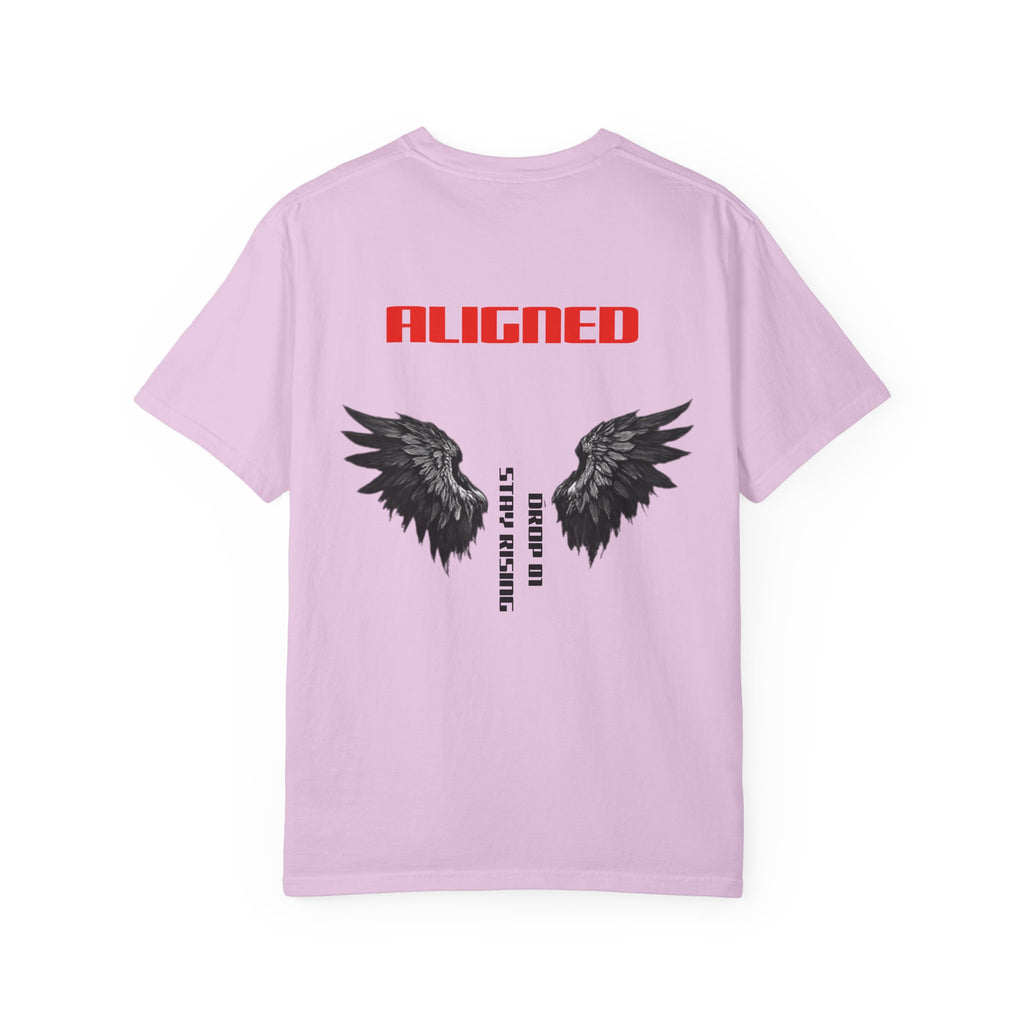 Aligned Wings T-Shirt — "ALIGNED" Graphic Tee with Angel Wings