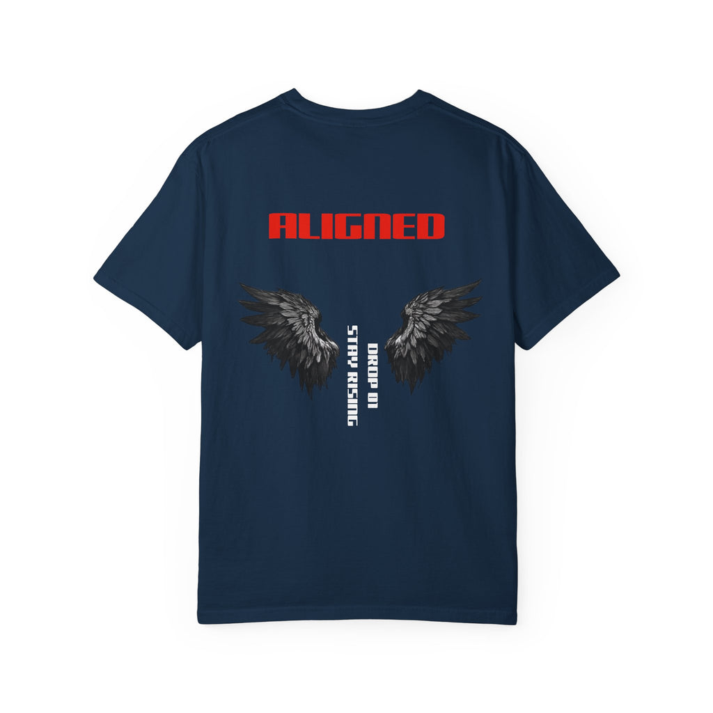 Aligned Wings T-Shirt — "ALIGNED" Graphic Tee with Angel Wings