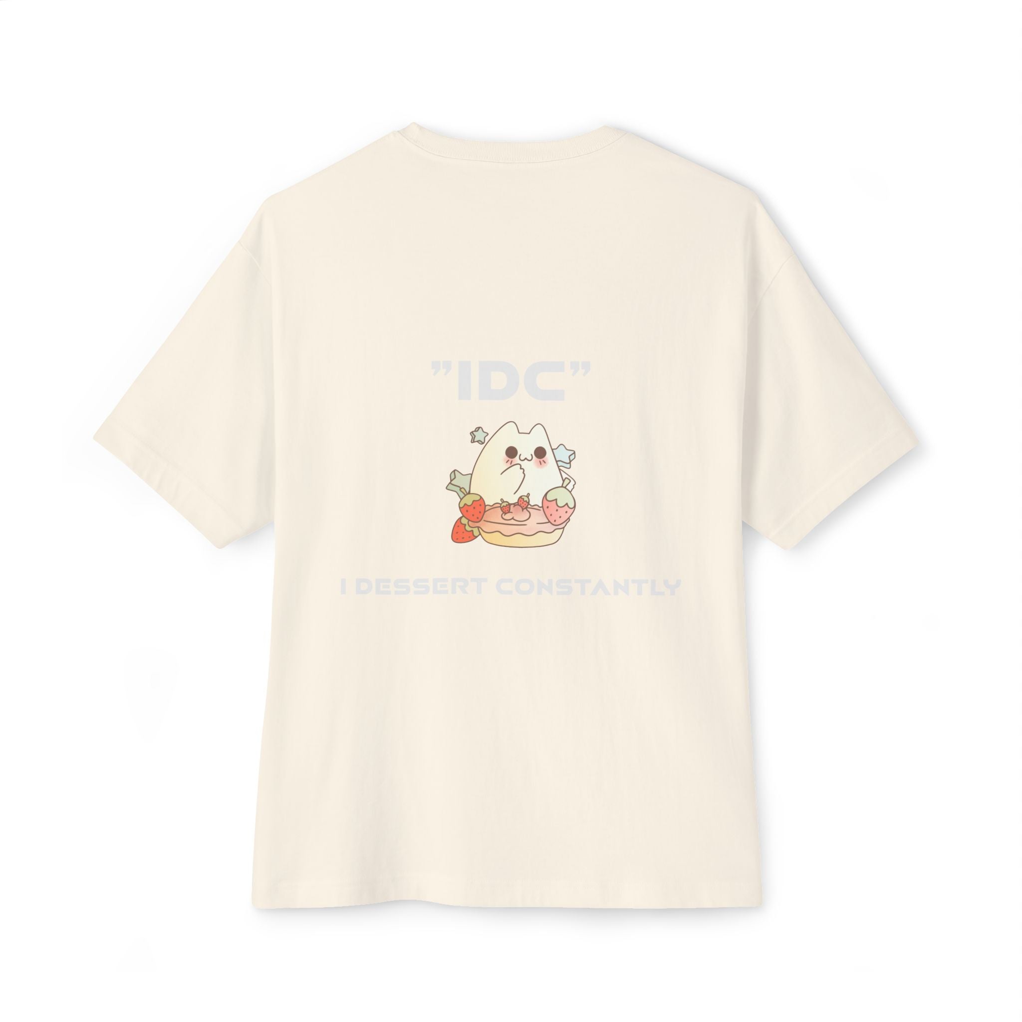Boxy Tee — Cute 'IDC' Cat Burger Graphic T‑Shirt