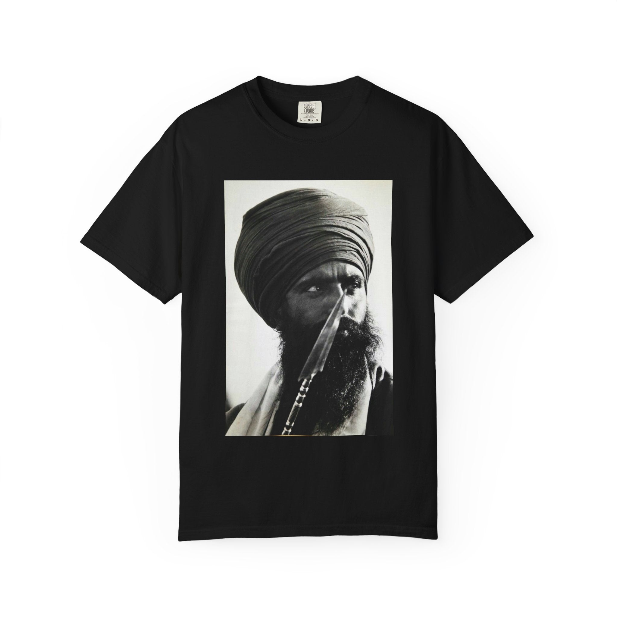 Graphic T-Shirt — Vintage Turban Portrait Photo Tee- Jarnail Singh Bhindranwale