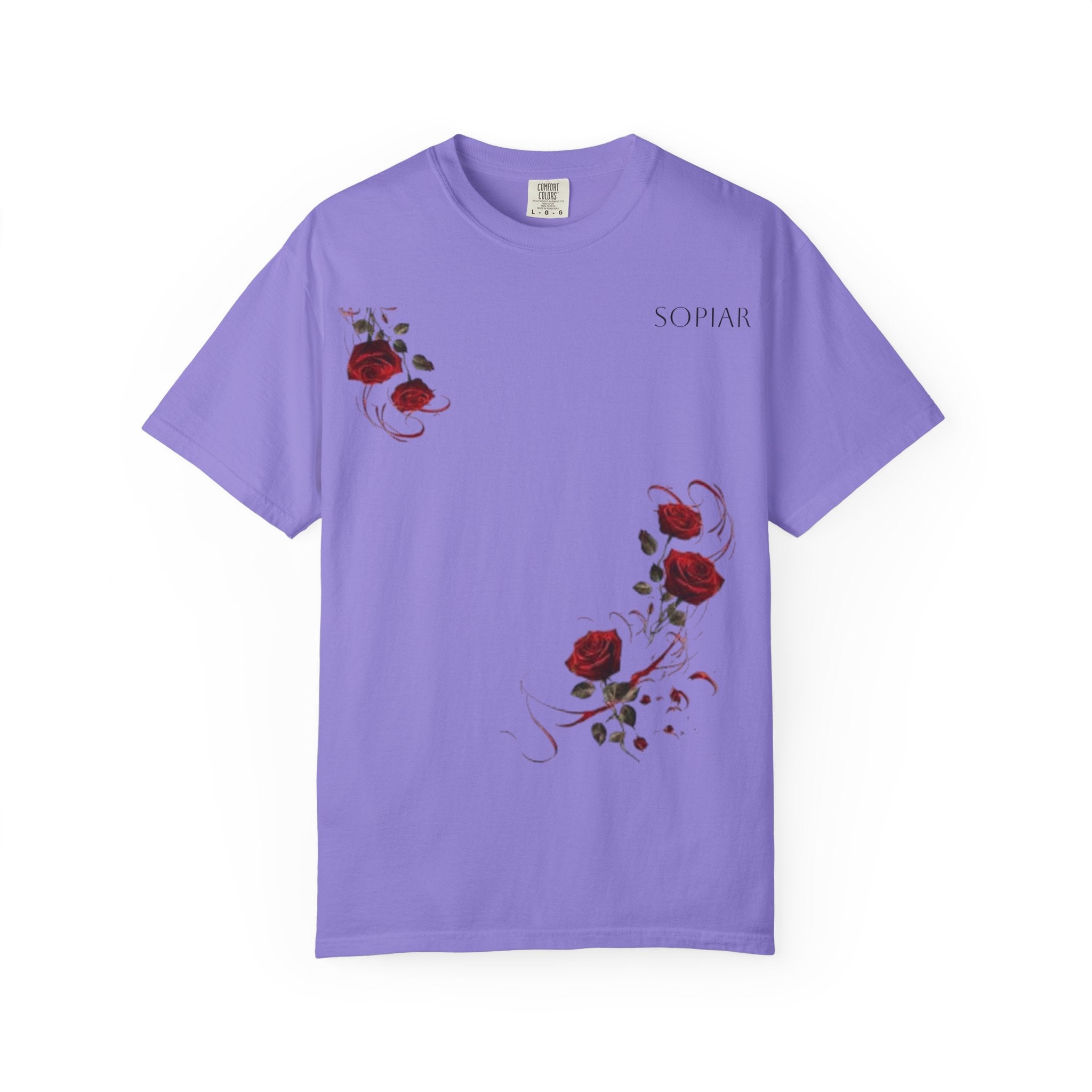 Rose Corner Graphic T-Shirt — Red Rose Floral Tee