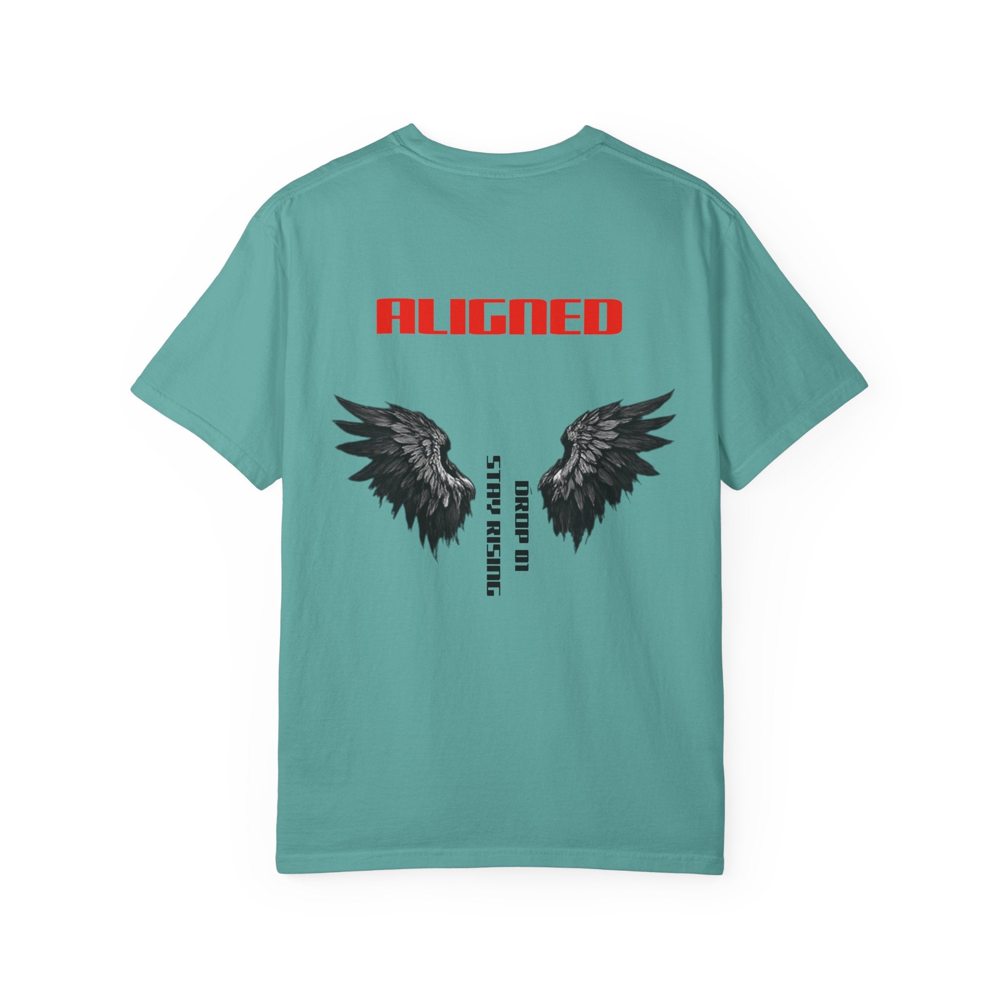 Aligned Wings T-Shirt — "ALIGNED" Graphic Tee with Angel Wings