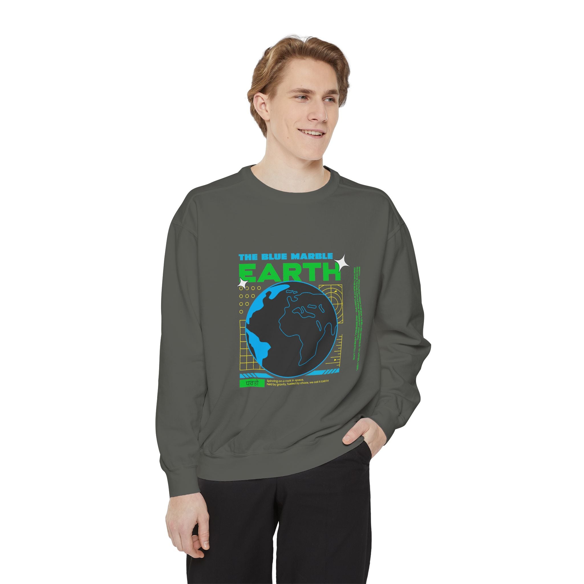 Earth Day Graphic Sweatshirt — The Blue Marble Globe Design