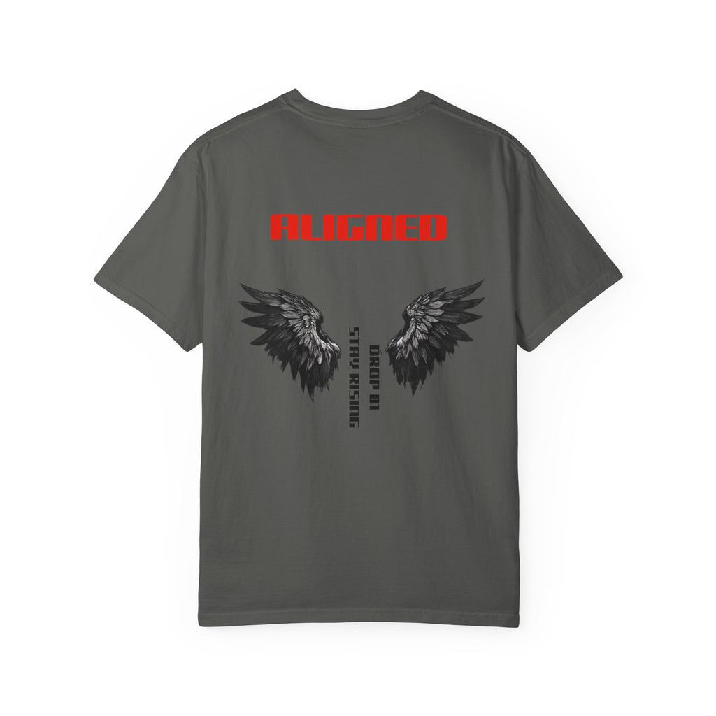 Aligned Wings T-Shirt — "ALIGNED" Graphic Tee with Angel Wings