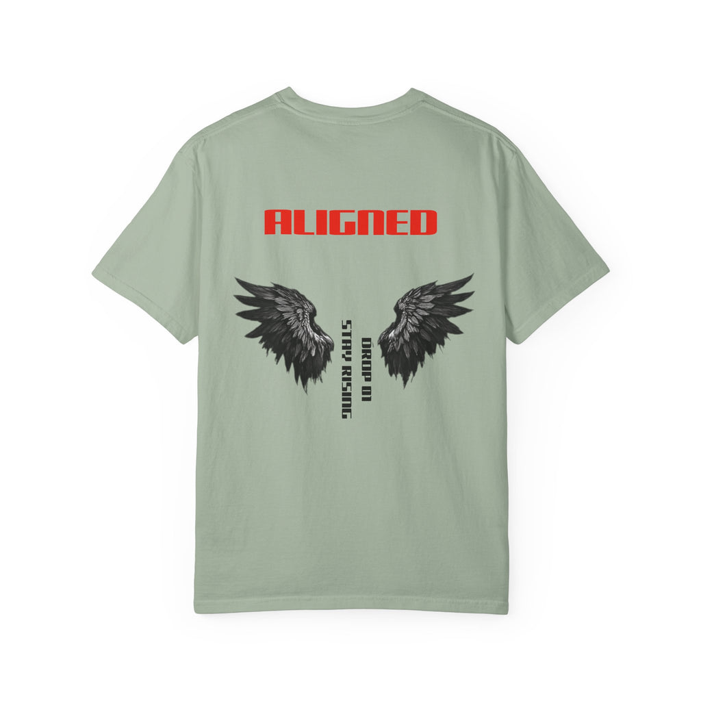 Aligned Wings T-Shirt — "ALIGNED" Graphic Tee with Angel Wings