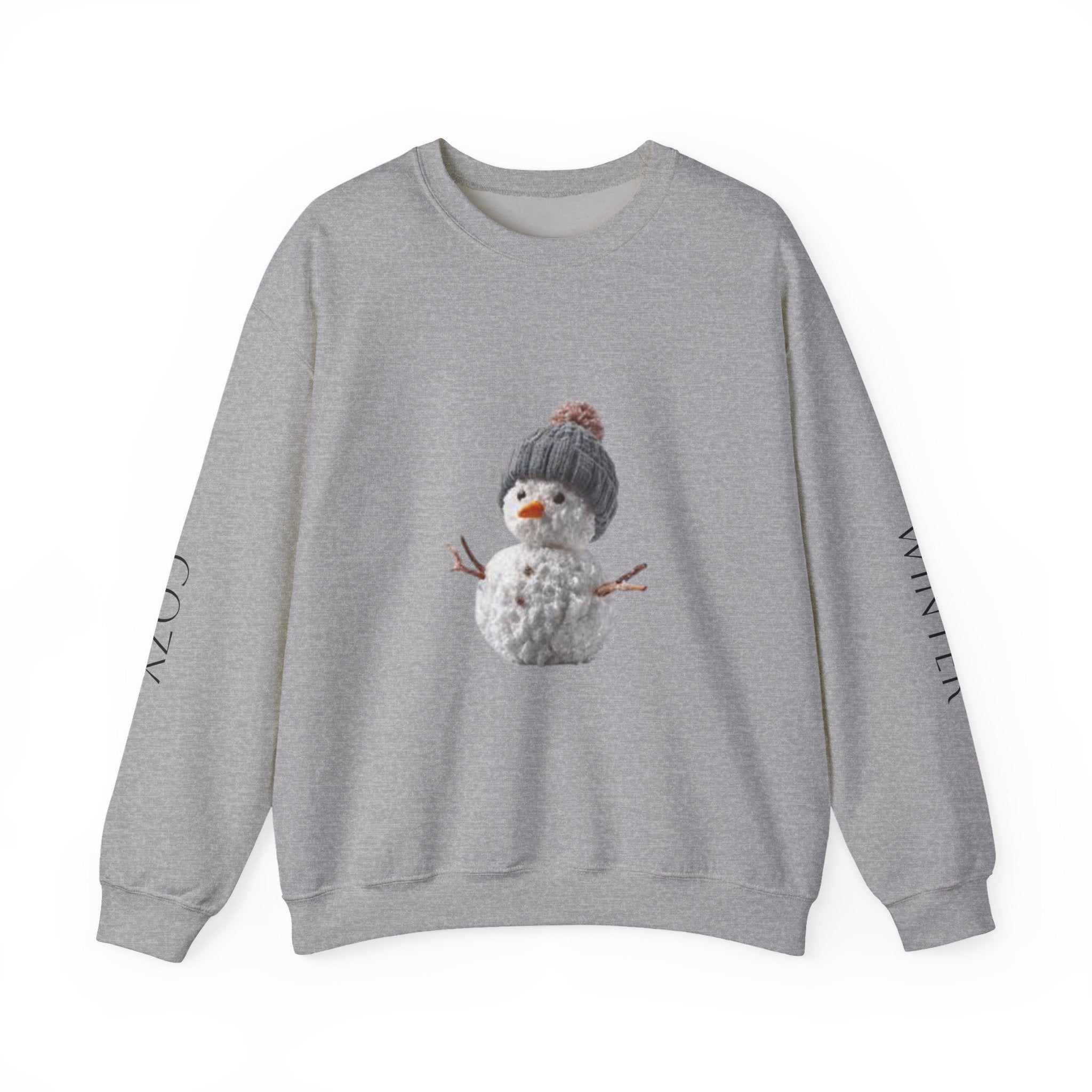 Snowman Crewneck Sweatshirt — Cozy Winter Knit Hat Snowman Design