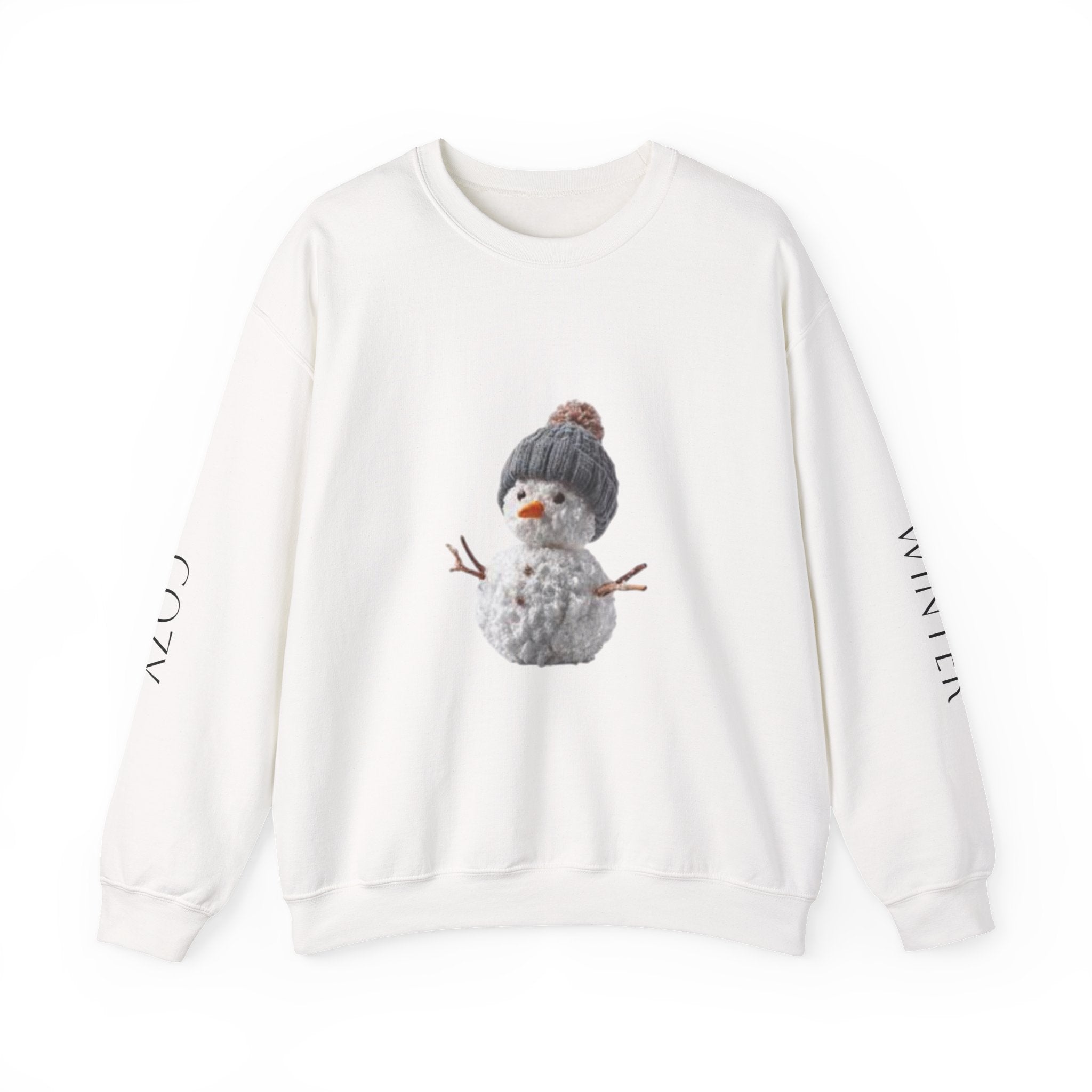 Snowman Crewneck Sweatshirt — Cozy Winter Knit Hat Snowman Design
