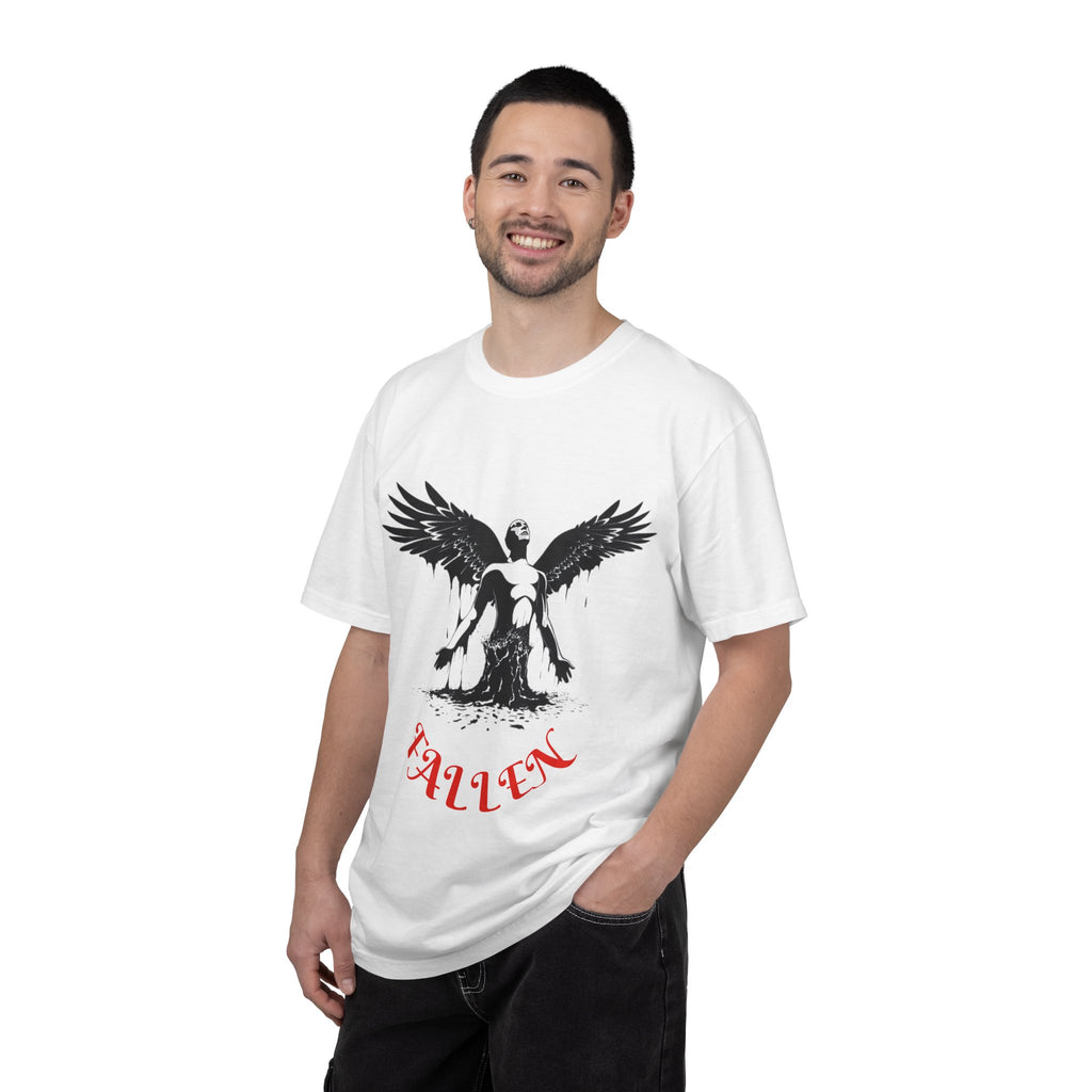 Fallen Angel Graphic T-Shirt — Gothic Winged Figure Tee