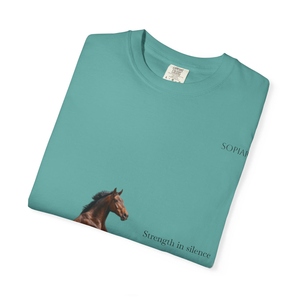 Horse Graphic T-Shirt — Majestic Rearing Stallion Tee with Subtle Text